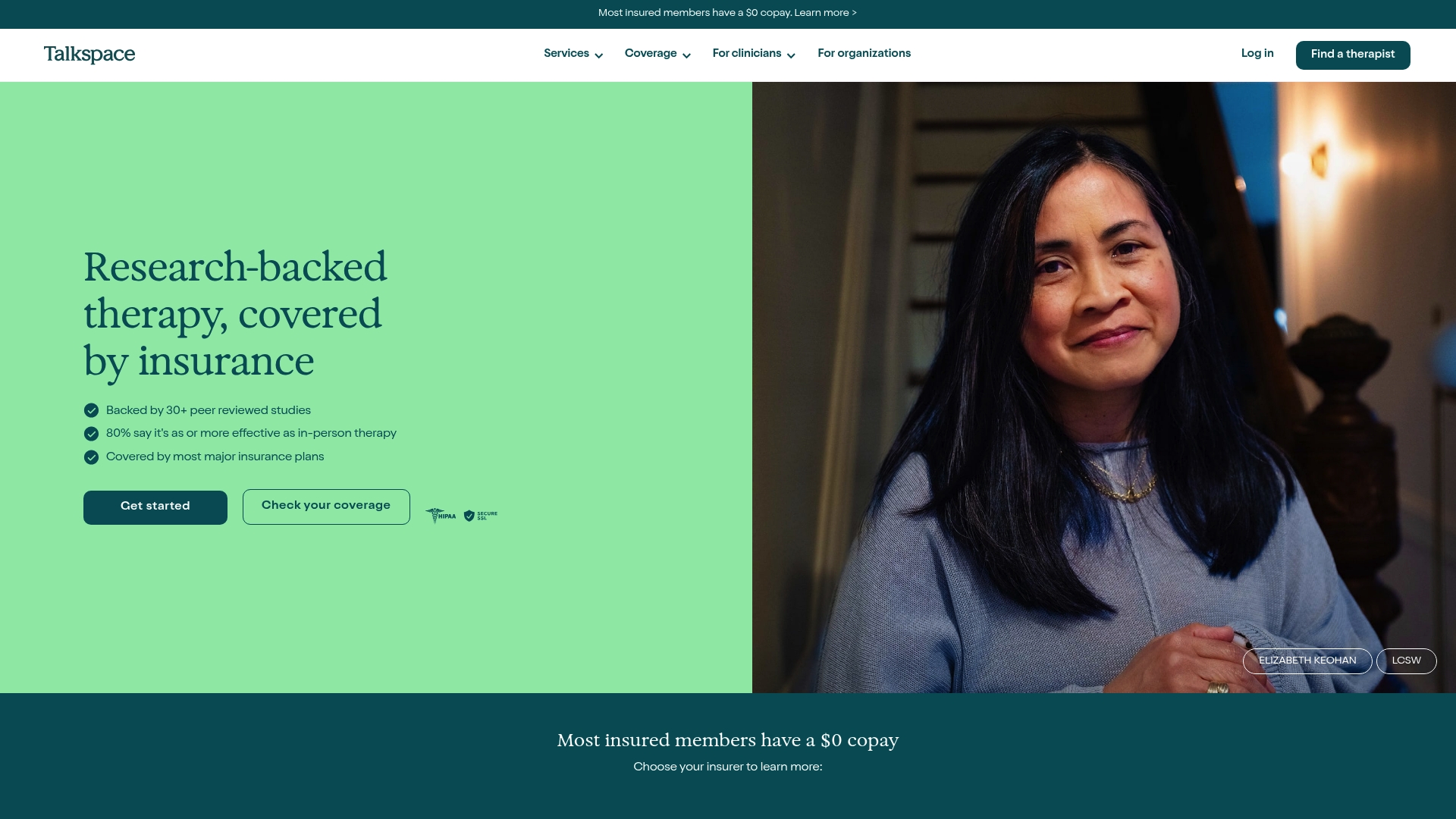 Talkspace sponsor landing page advertised on KILL TONY