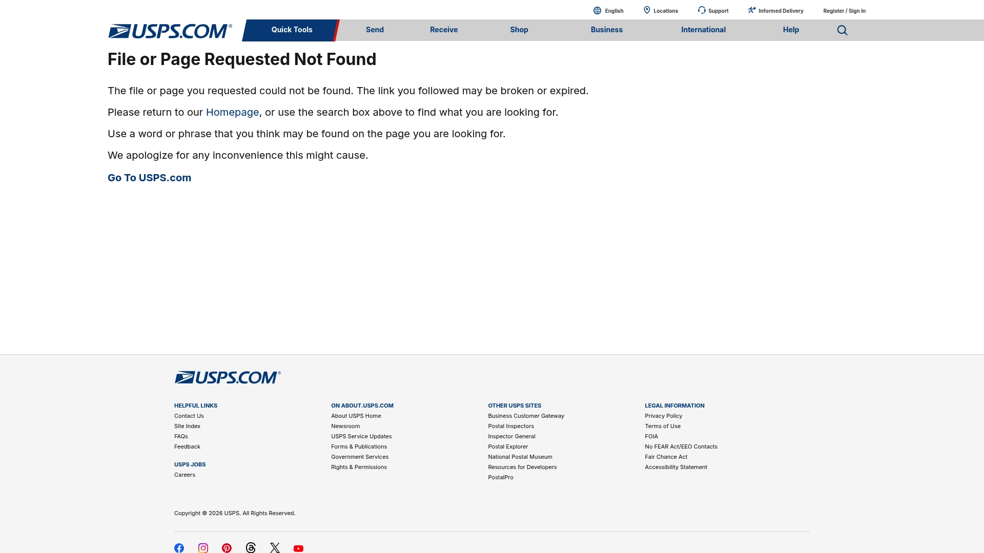 USPS sponsor landing page advertised on The Jim Rome Show