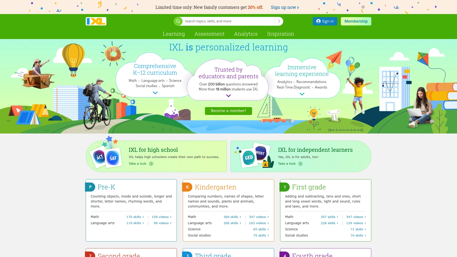 IXL sponsor landing page advertised on Who Smarted? - Educational Podcast for Kids