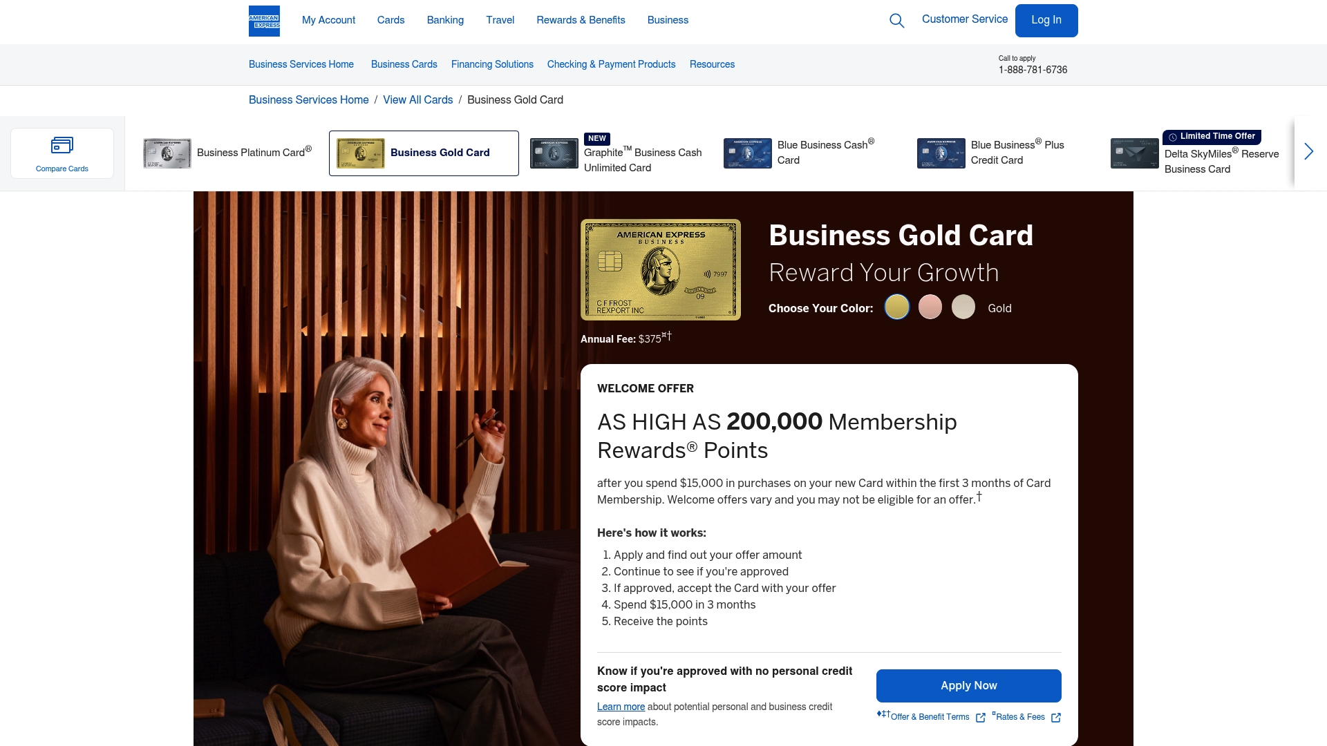 American Express Business sponsor landing page advertised on Happy Sad Confused