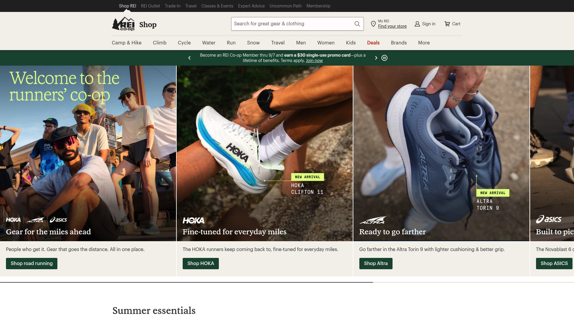 REI sponsor landing page advertised on Strictly Anonymous Confessions