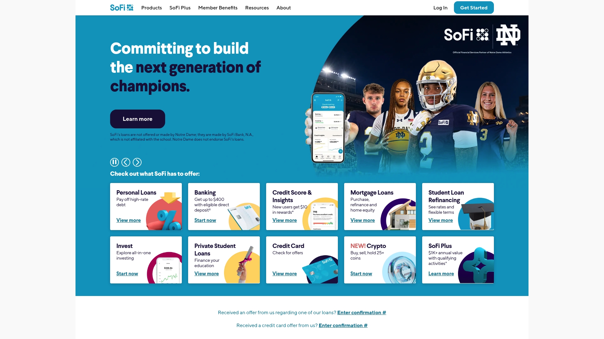 SoFi sponsor landing page advertised on The Rachel Hollis Podcast
