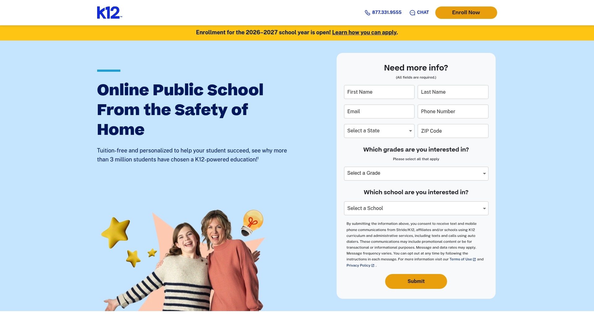 K-12 sponsor landing page advertised on Retronauts