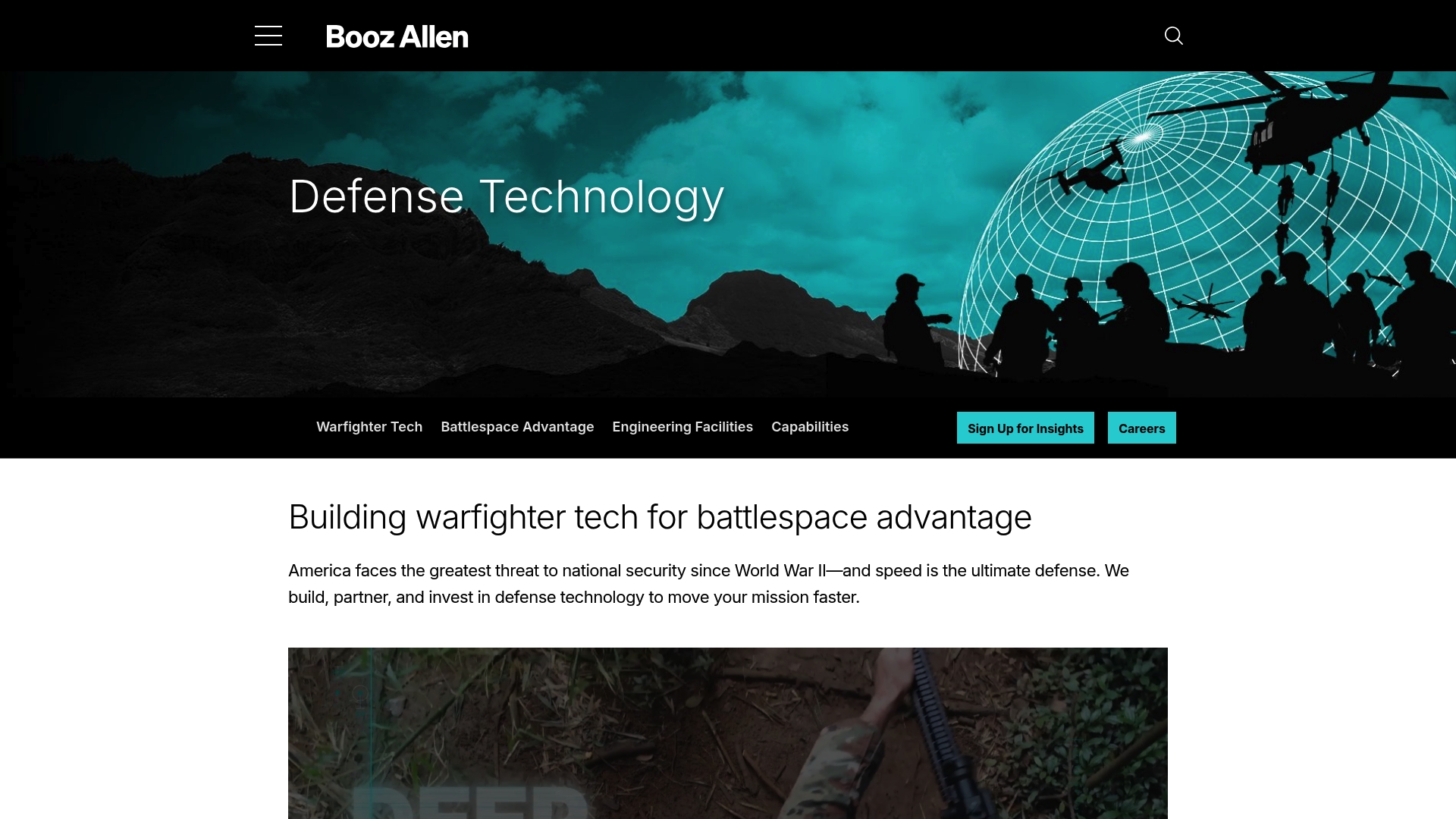 Booz Allen sponsor landing page advertised on The Proceedings Podcast