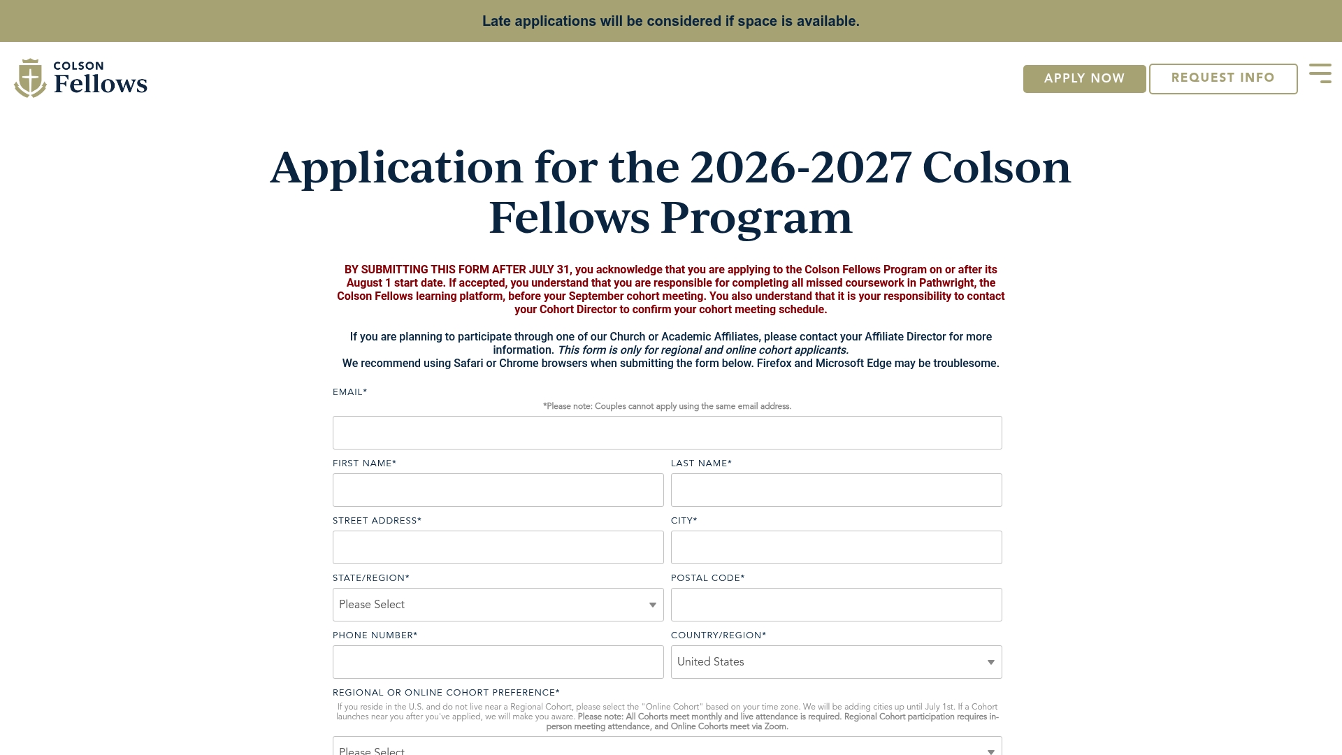 Coulson Fellows Program sponsor landing page advertised on Breakpoint