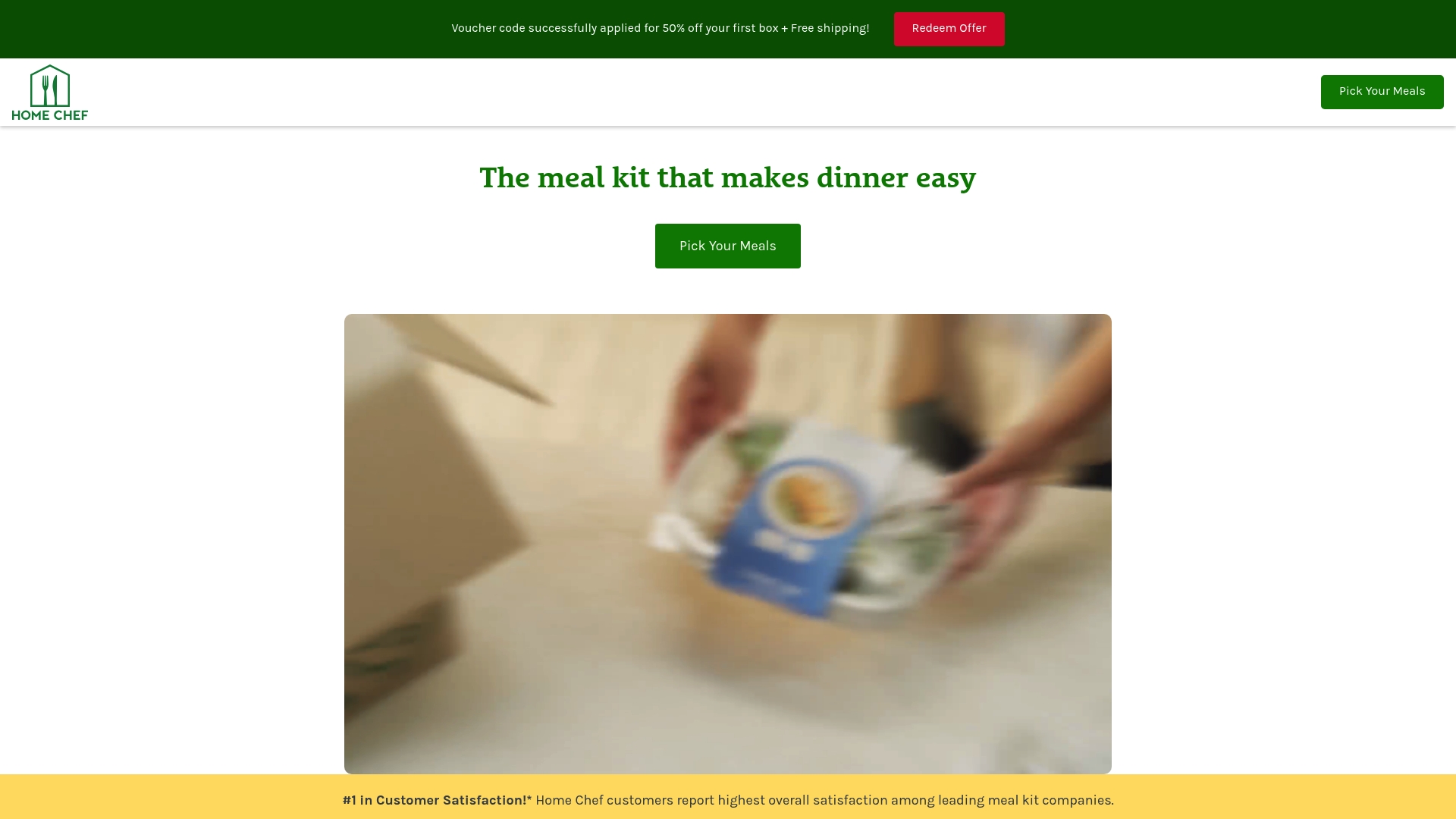 Home Chef sponsor landing page advertised on Going West: True Crime
