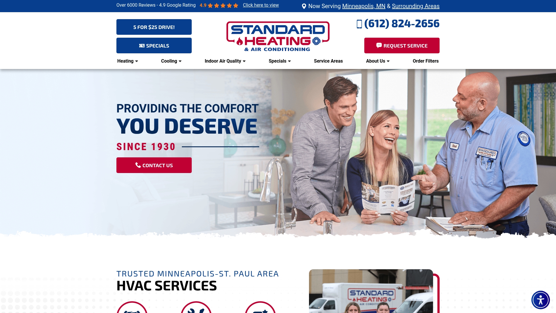 Standard Heating and Air Conditioning sponsor landing page advertised on 93X Half-Assed Morning Show