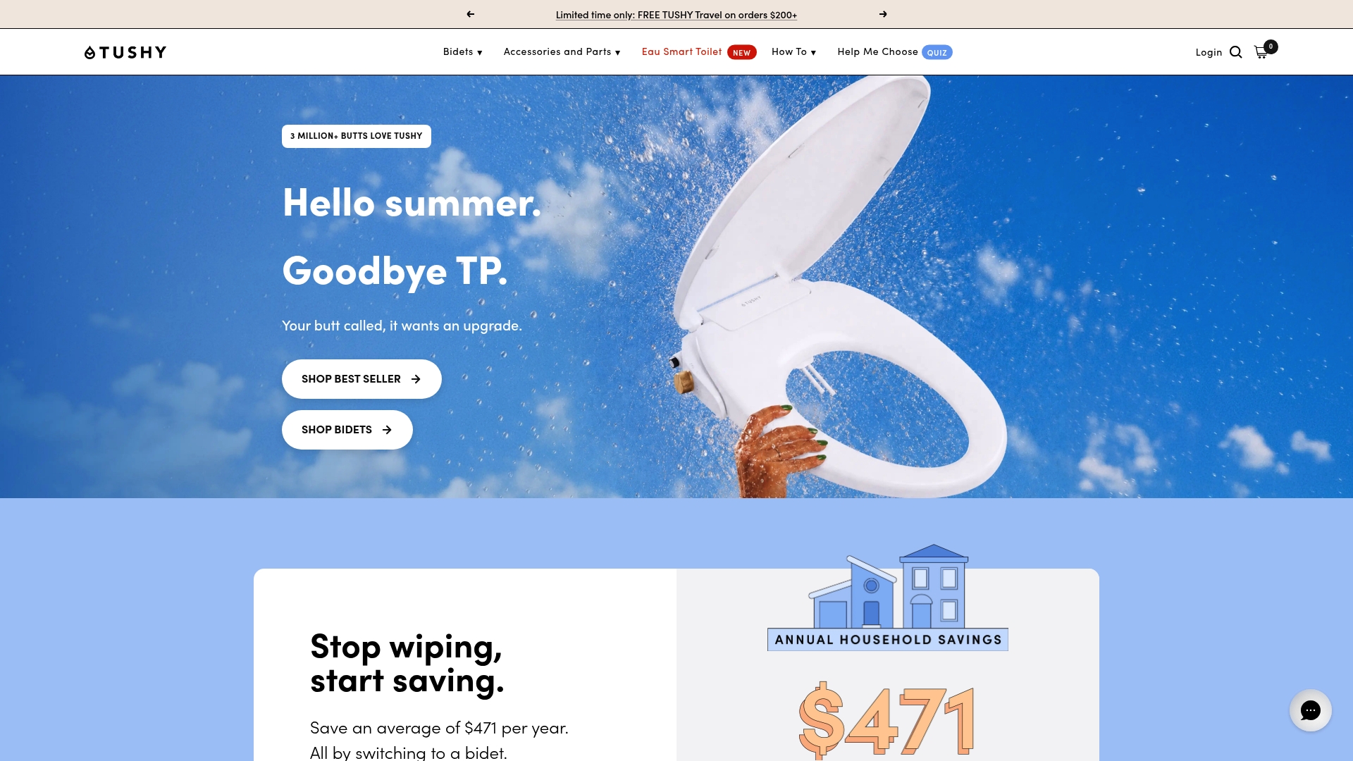 Tushy sponsor landing page advertised on The Kevin Sheehan Show