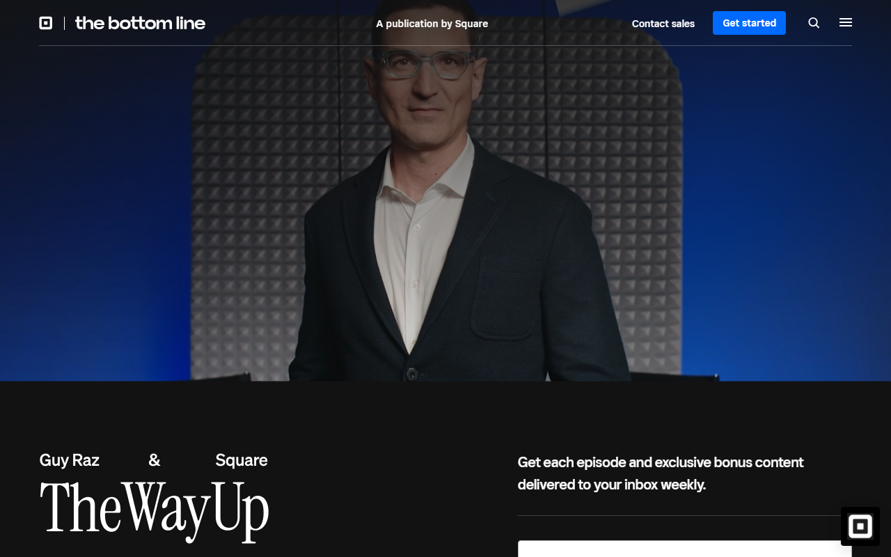 Square sponsor landing page advertised on How I Built This with Guy Raz