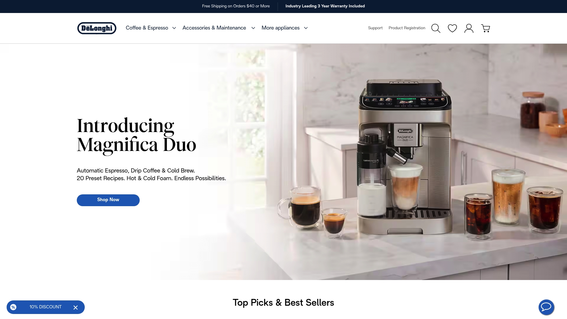 DeLonghi sponsor landing page advertised on The News Agents