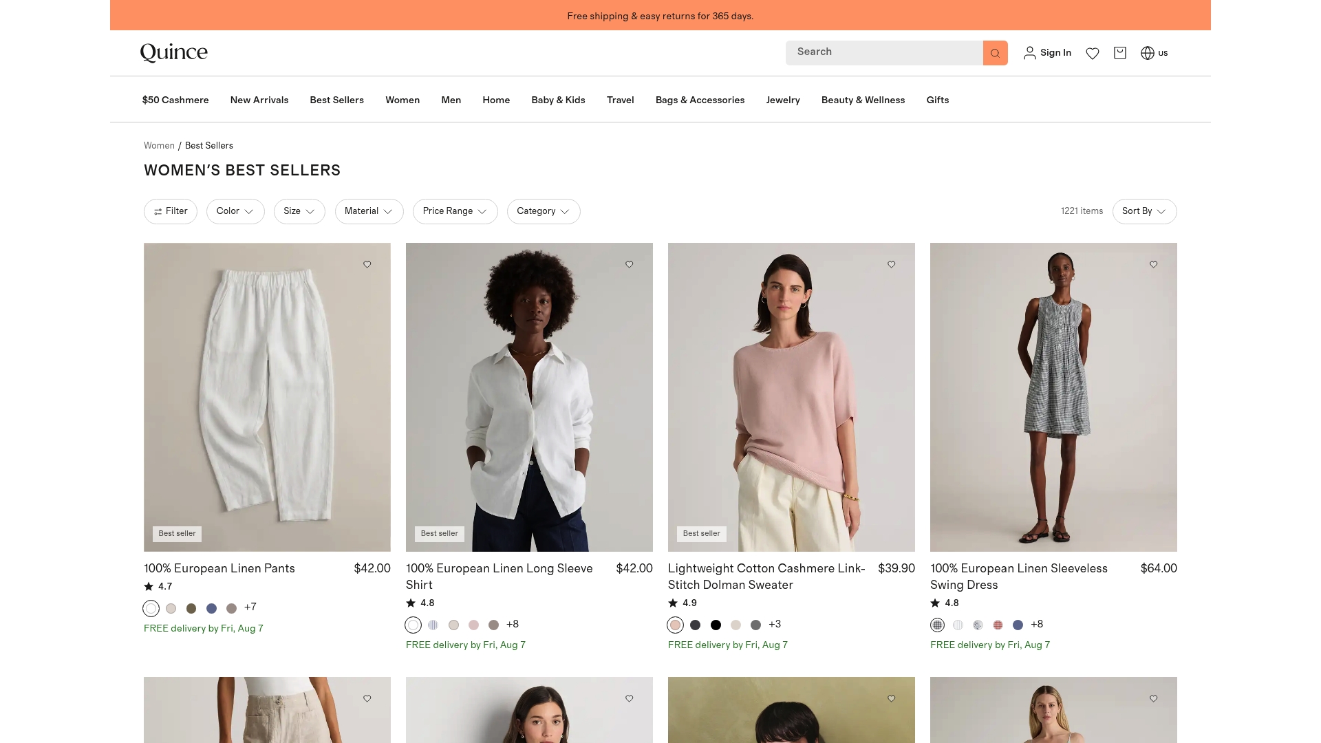 Quince sponsor landing page advertised on Normal Gossip