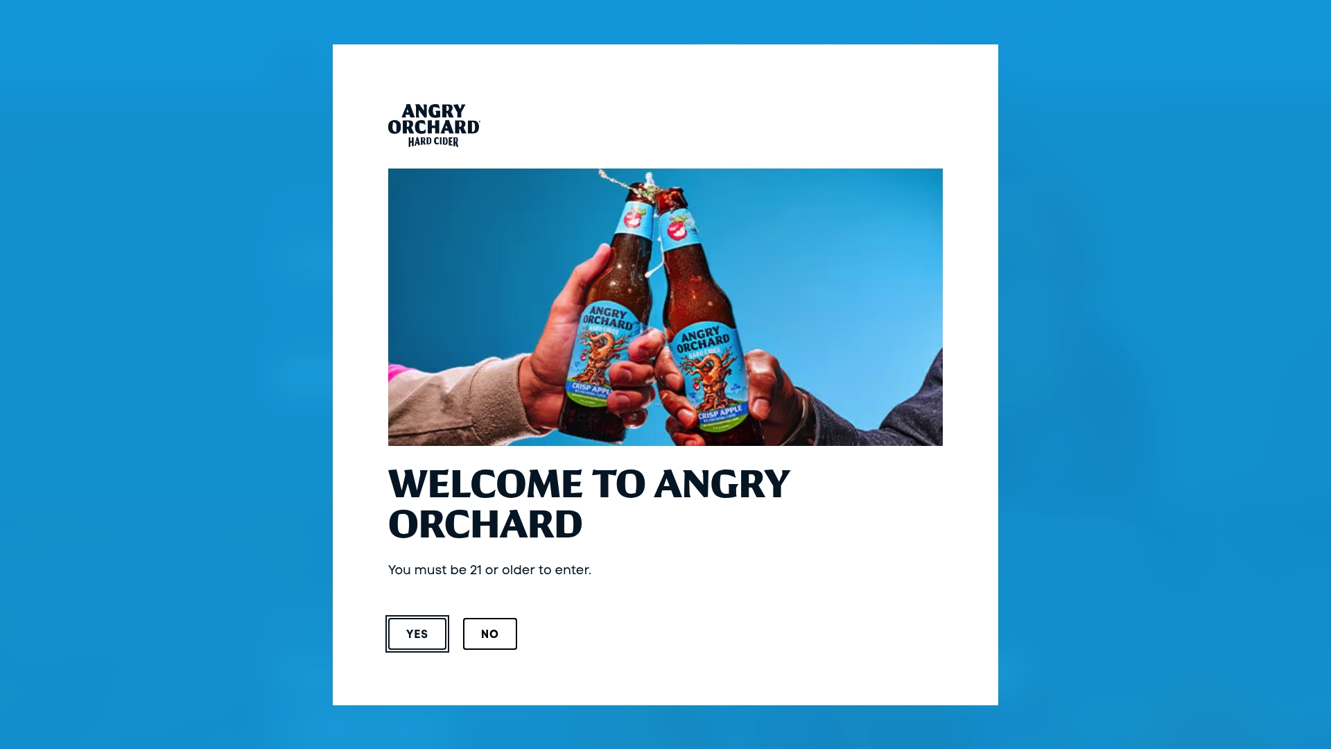 Angry Orchard sponsor landing page advertised on And That's Why We Drink