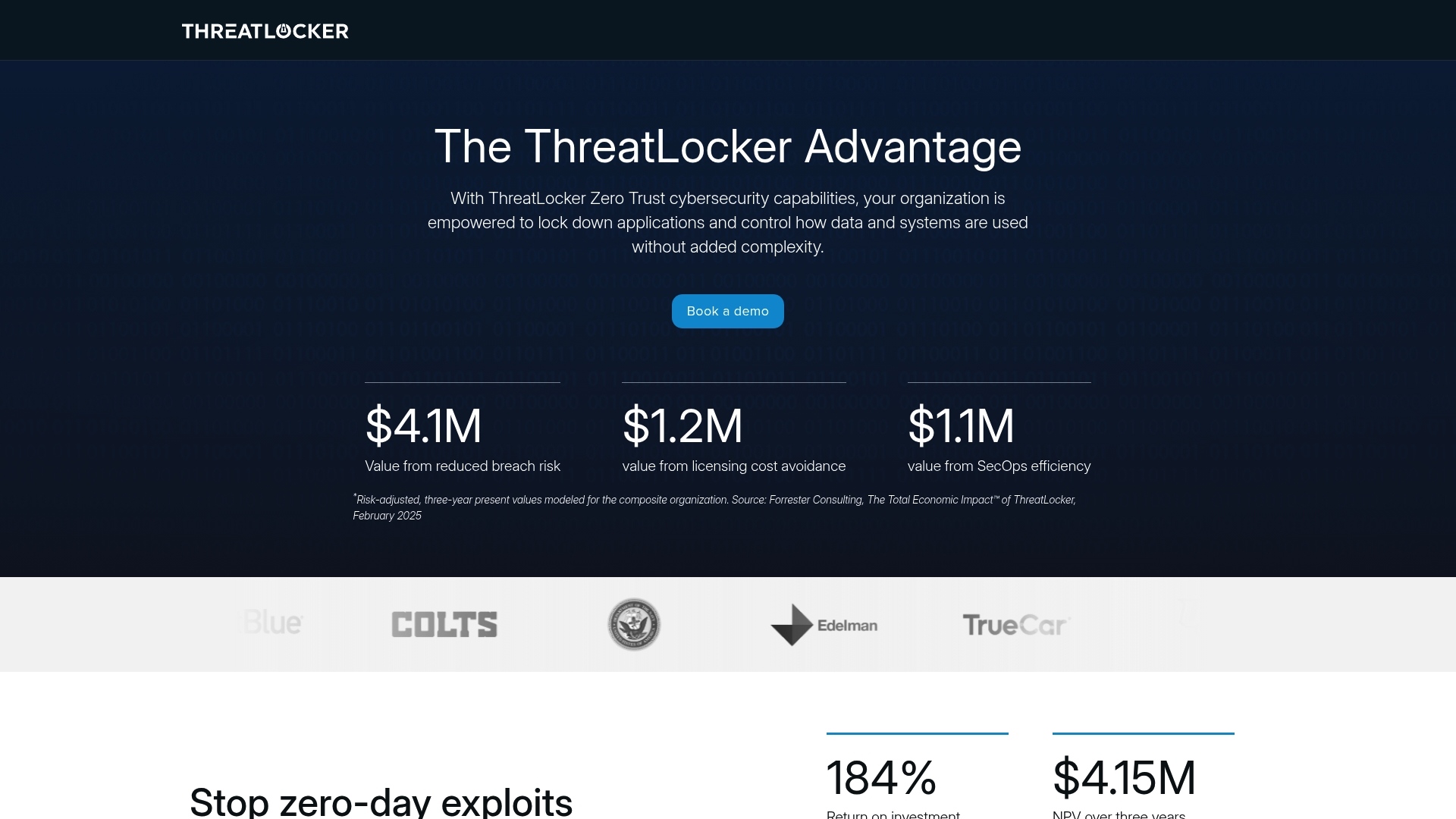 ThreatLocker sponsor landing page advertised on CISO Series Podcast