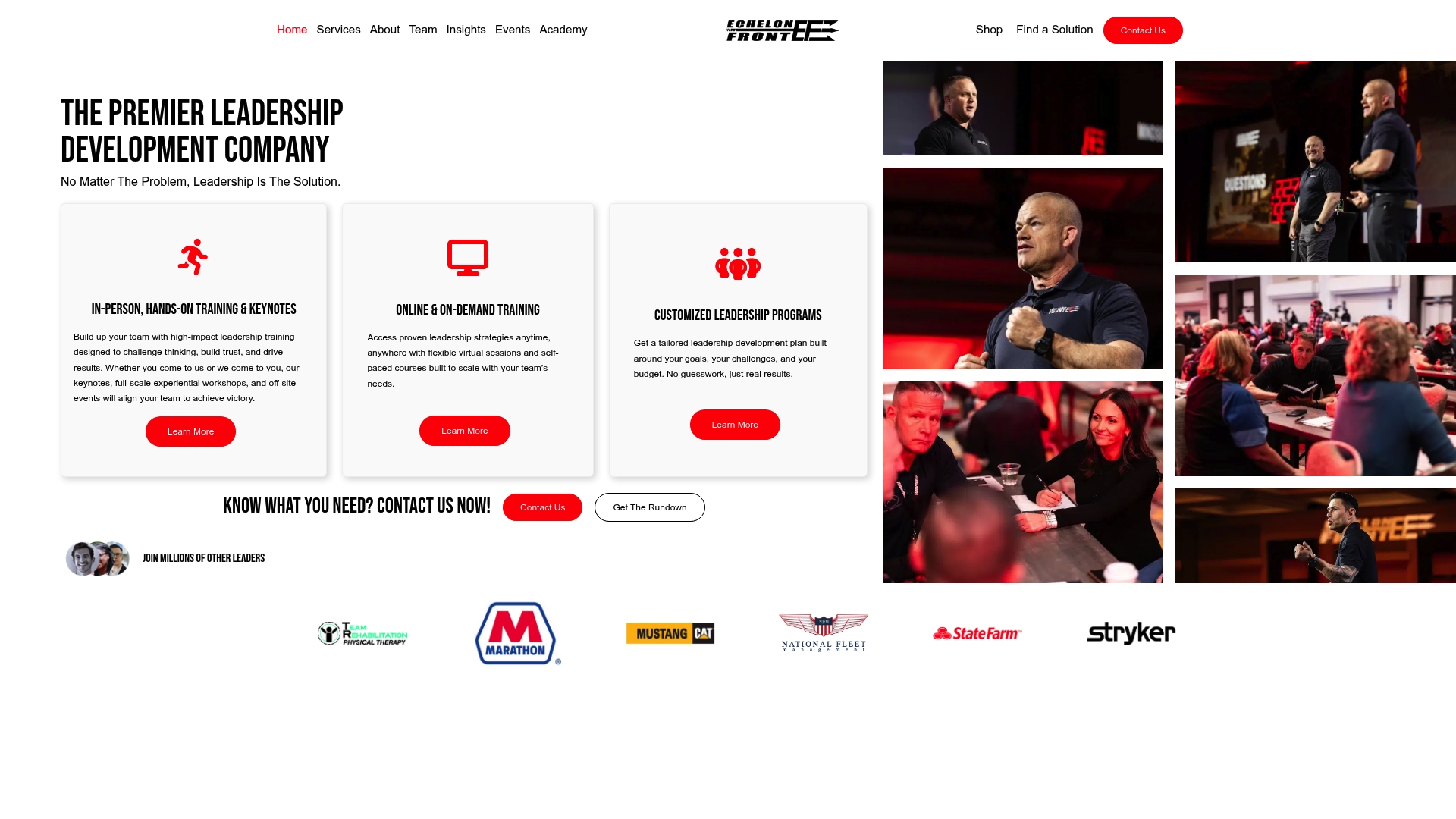 Echelon Front sponsor landing page advertised on Jocko Podcast