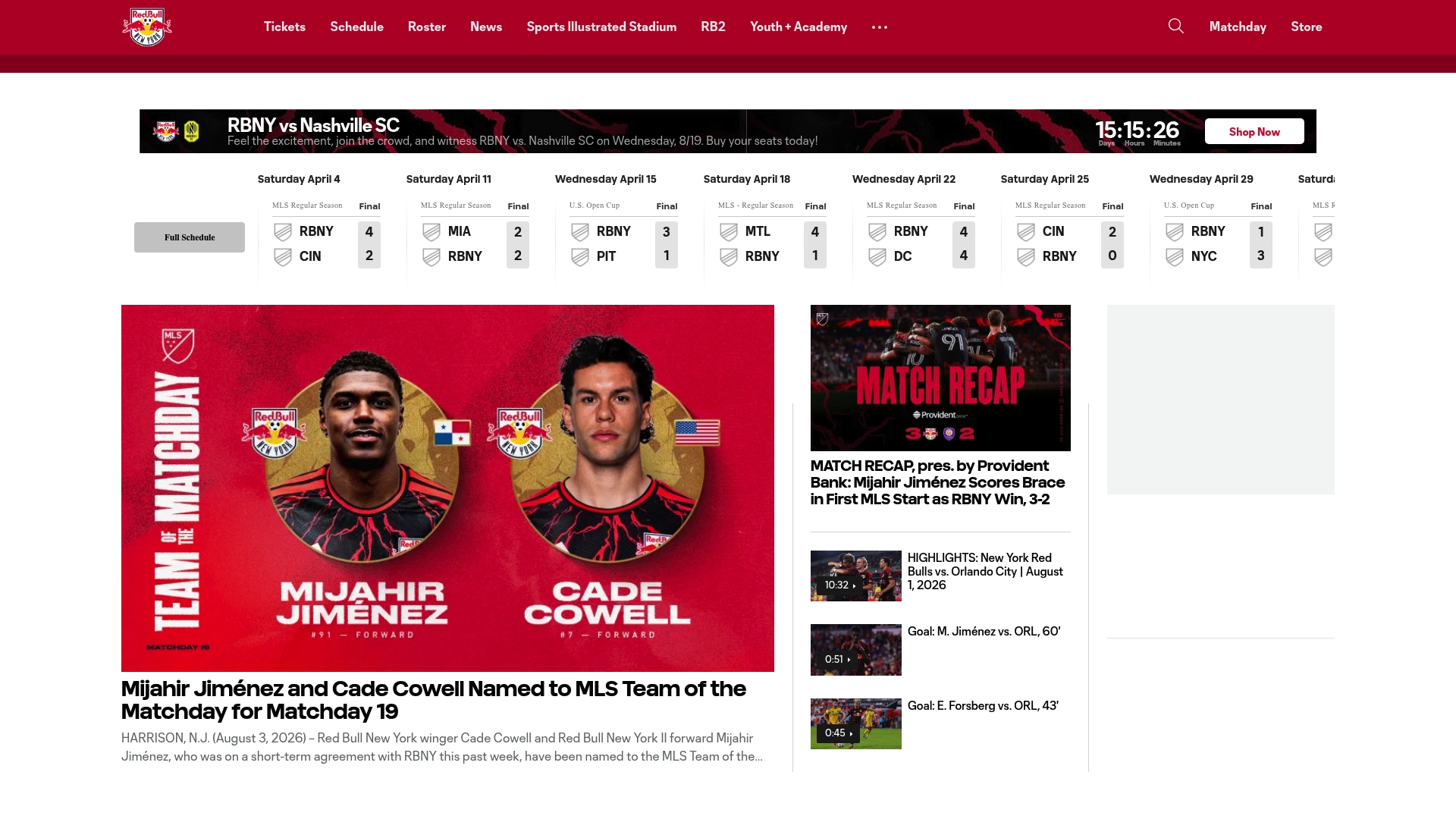 New York Red Bulls sponsor landing page advertised on The Michael Kay Show