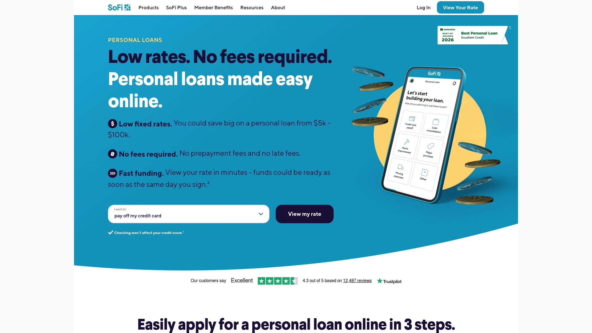SoFi sponsor landing page advertised on The Rich Eisen Show