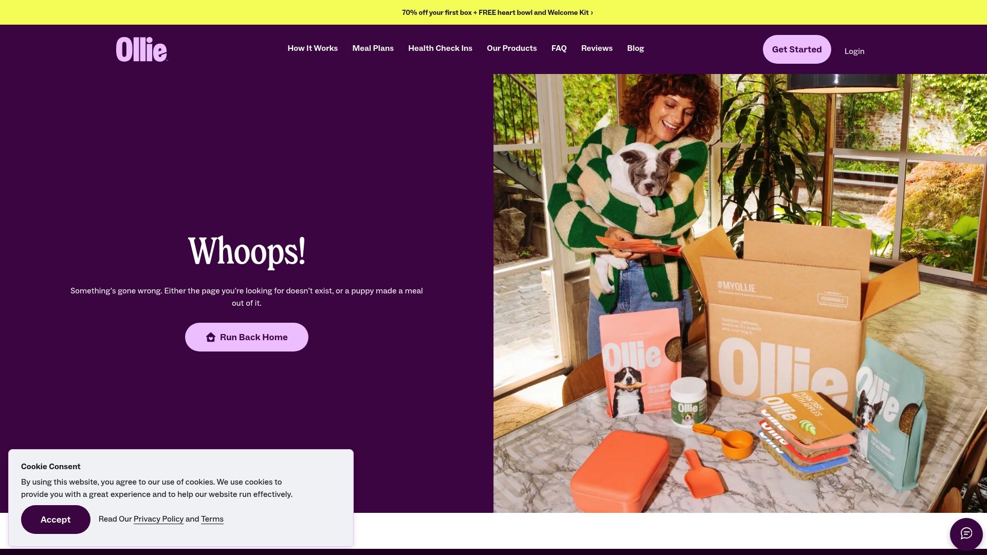 Ollie sponsor landing page advertised on True Crime All The Time