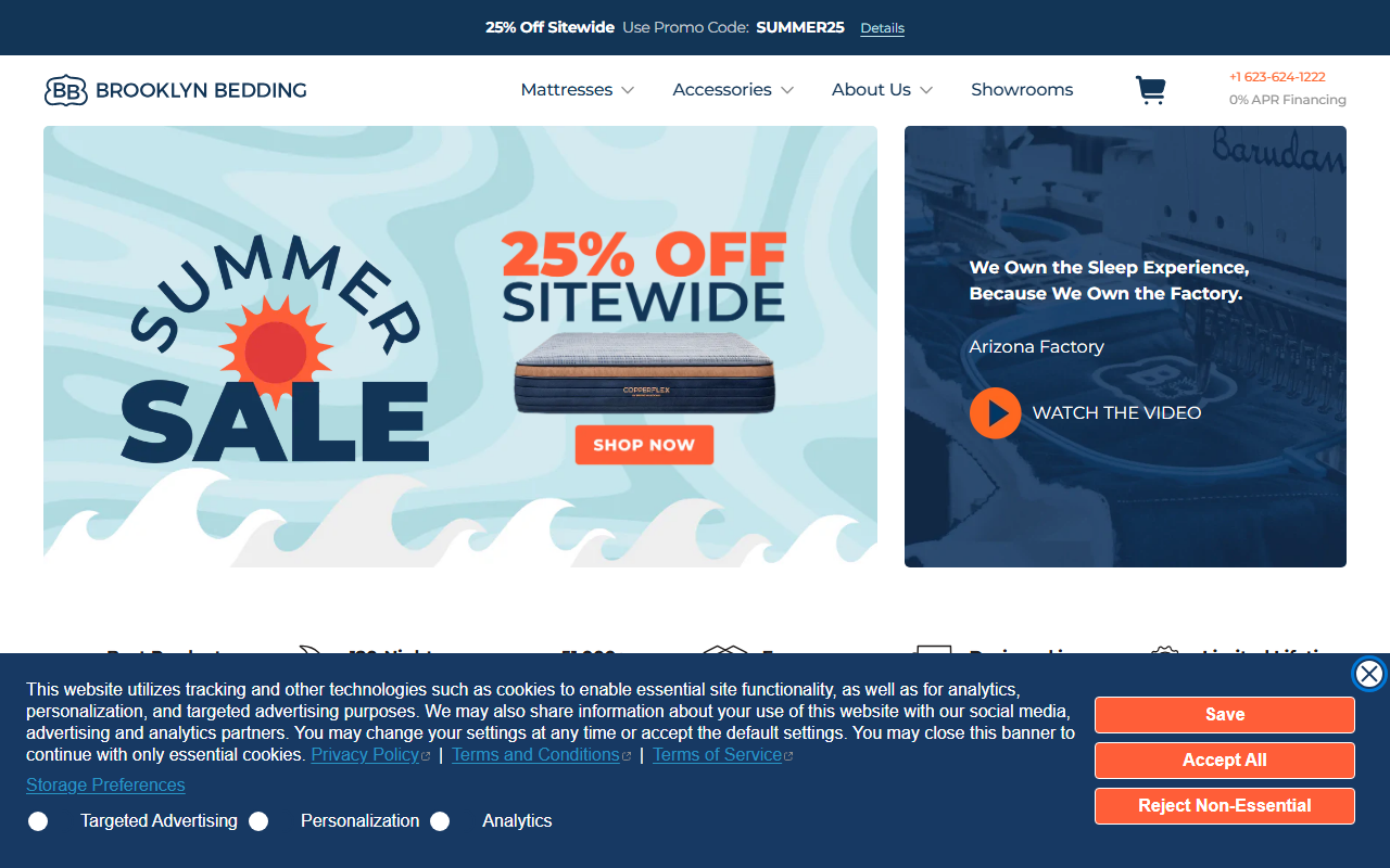 Brooklyn Bedding sponsor landing page advertised on Ride with Benito Skinner and Mary Beth Barone