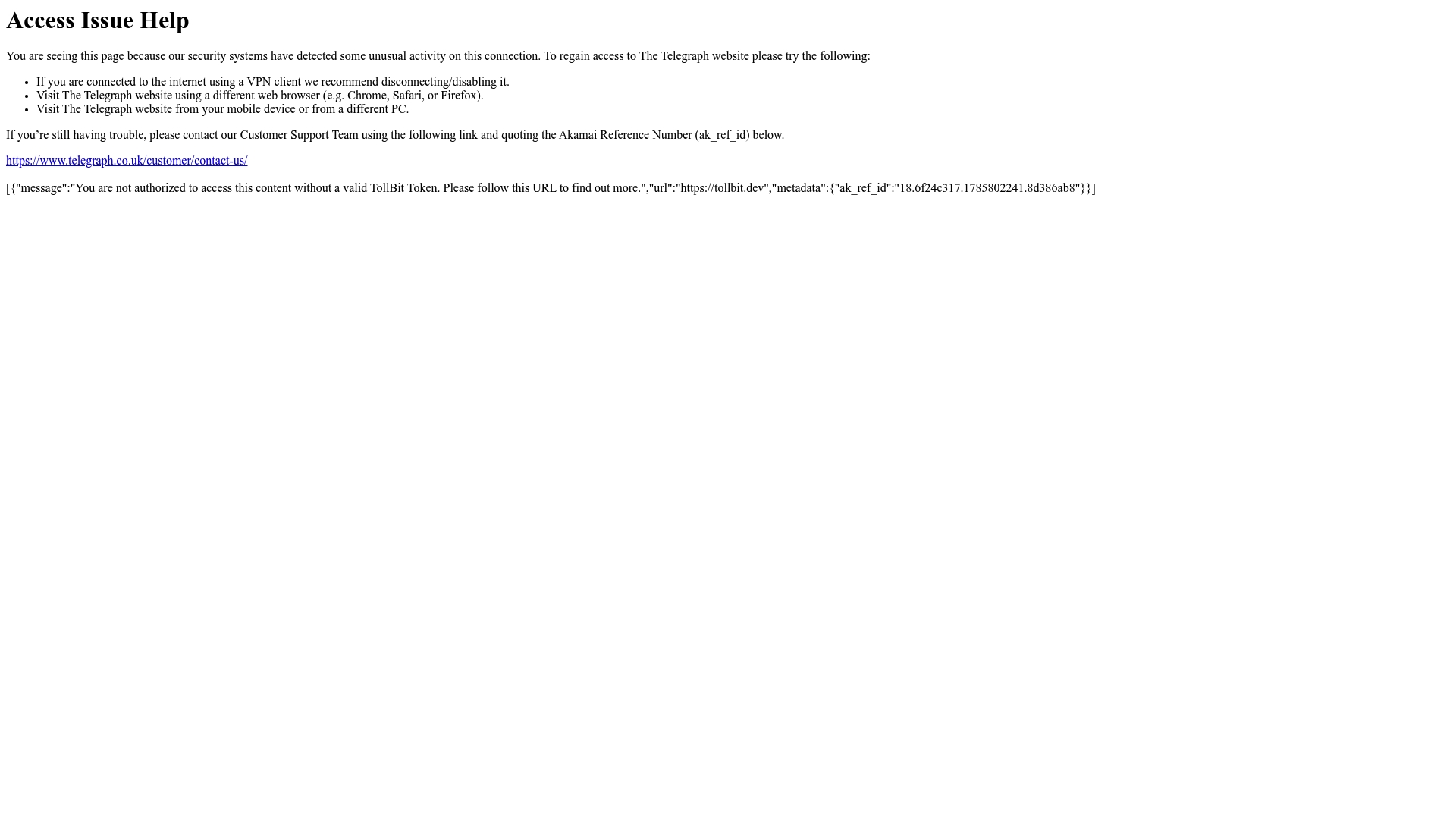 The Telegraph sponsor landing page advertised on The Two-Minute Briefing