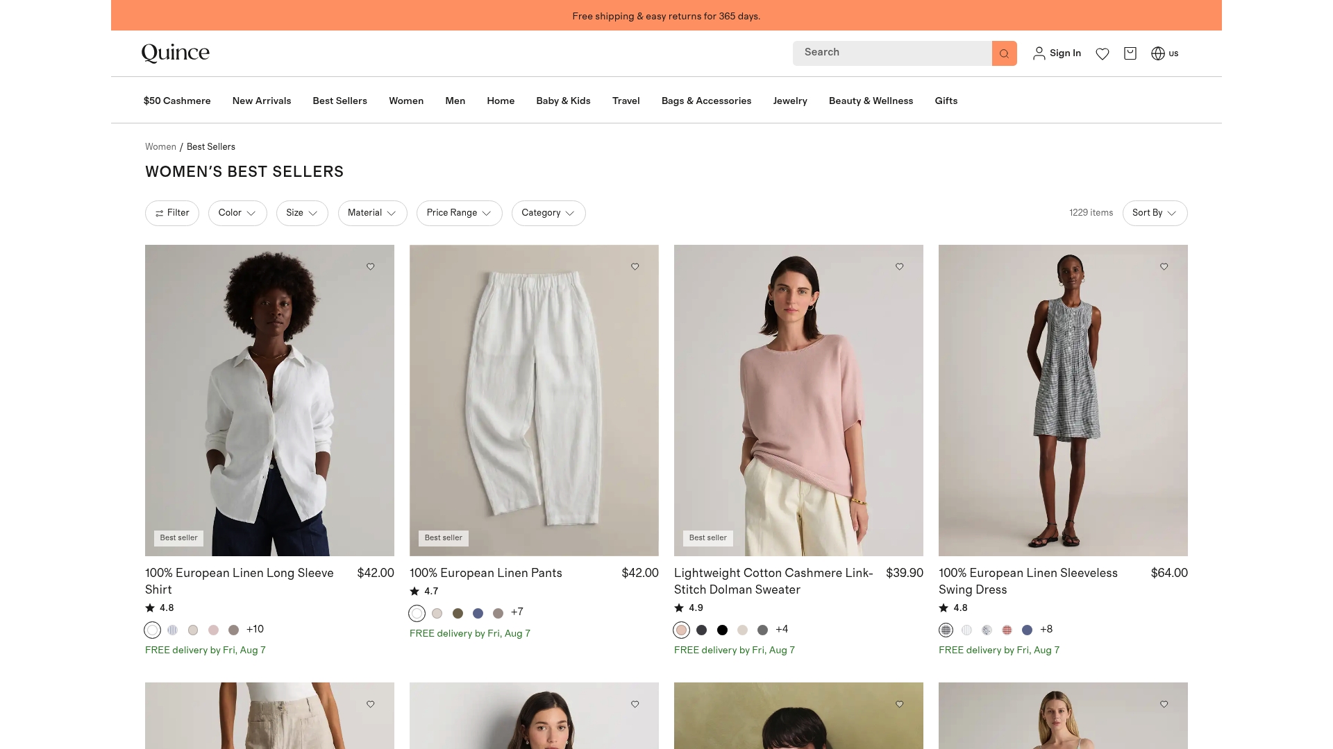 Quince sponsor landing page advertised on Morbid