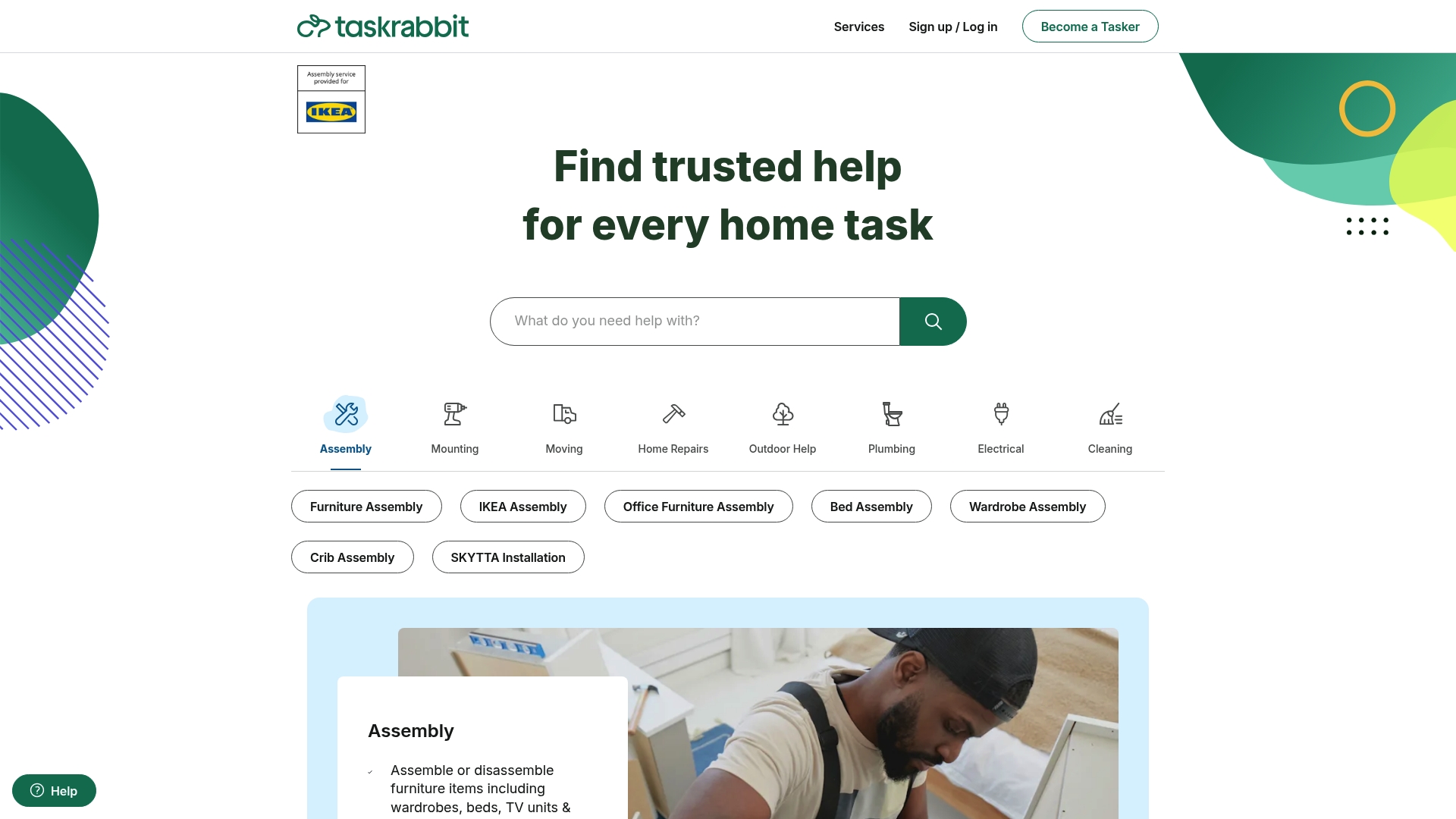 TaskRabbit sponsor landing page advertised on How To Fail With Elizabeth Day