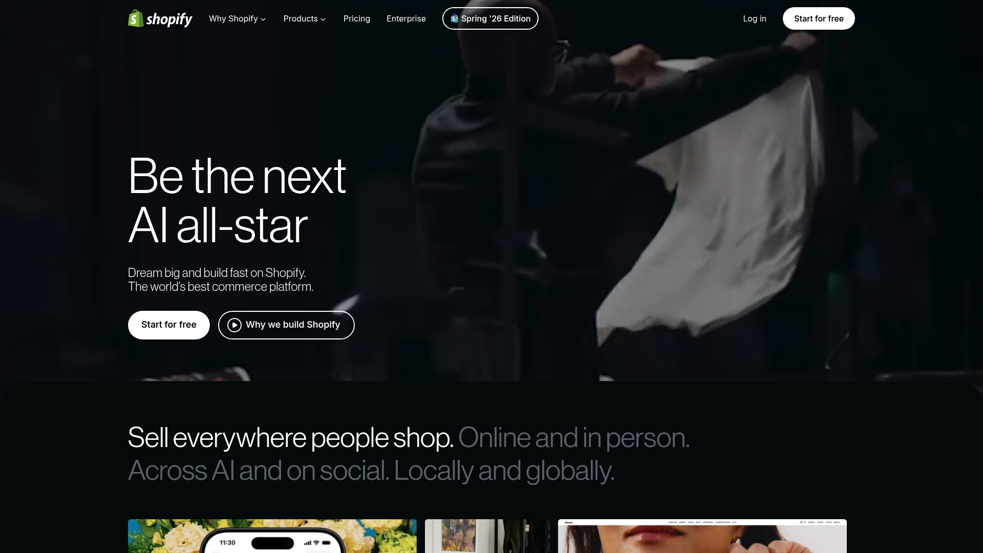 Shopify sponsor landing page advertised on Our Fake History