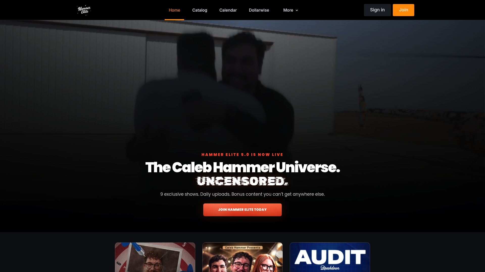 Hammer Elite sponsor landing page advertised on Financial Audit with Caleb Hammer