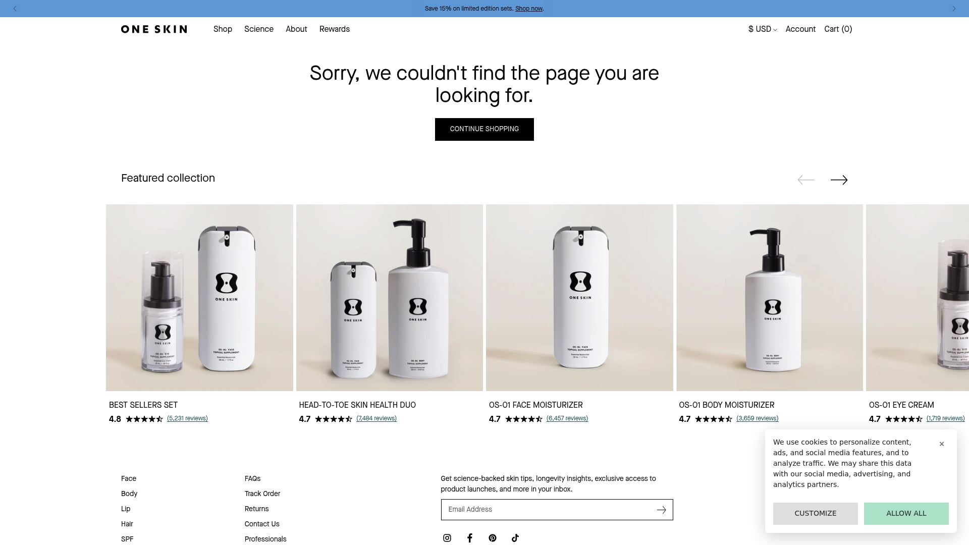 OneSkin sponsor landing page advertised on The Why Files: Operation Podcast