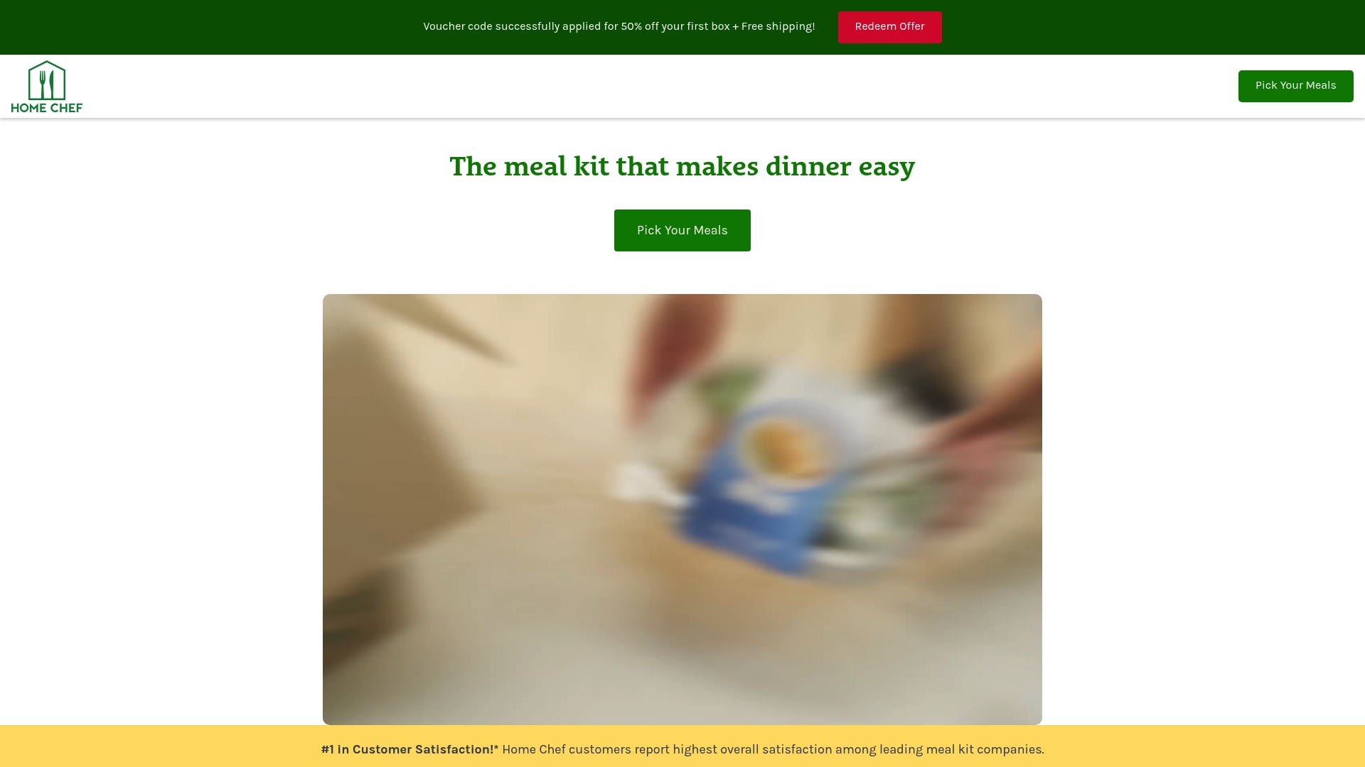 Home Chef sponsor landing page advertised on Casefile True Crime