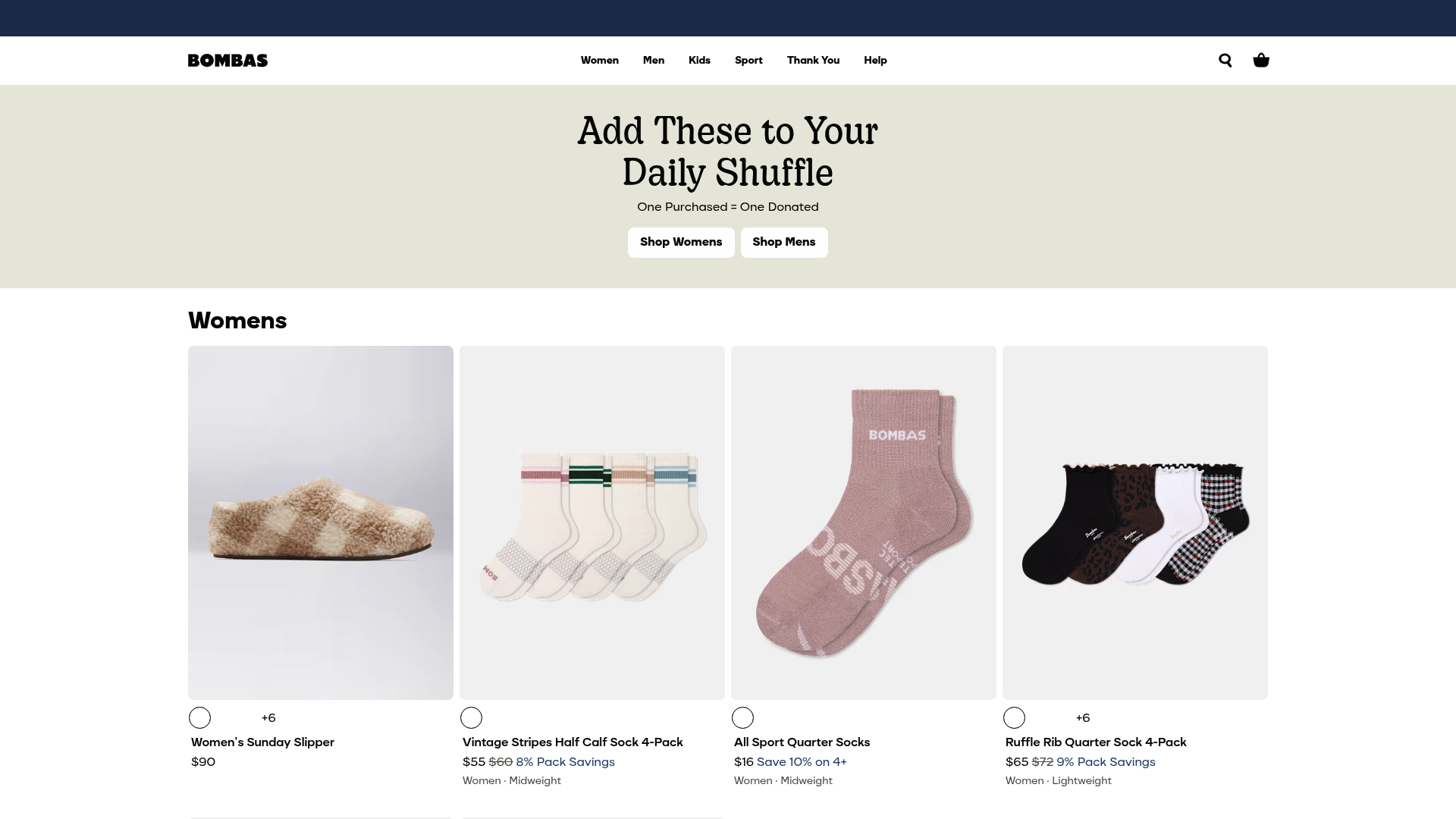 Bombas sponsor landing page advertised on Radiolab