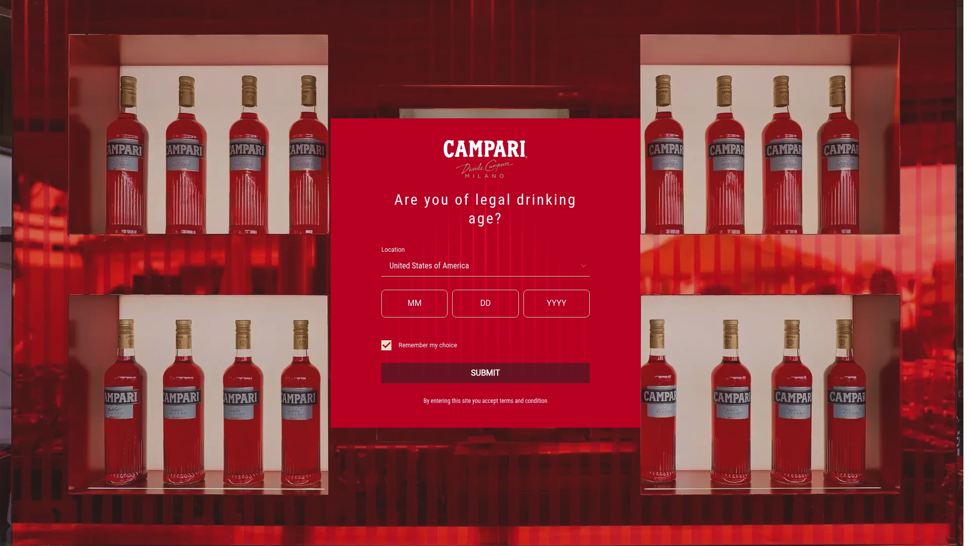 Campari sponsor landing page advertised on Raging Moderates with Scott Galloway and Jessica Tarlov