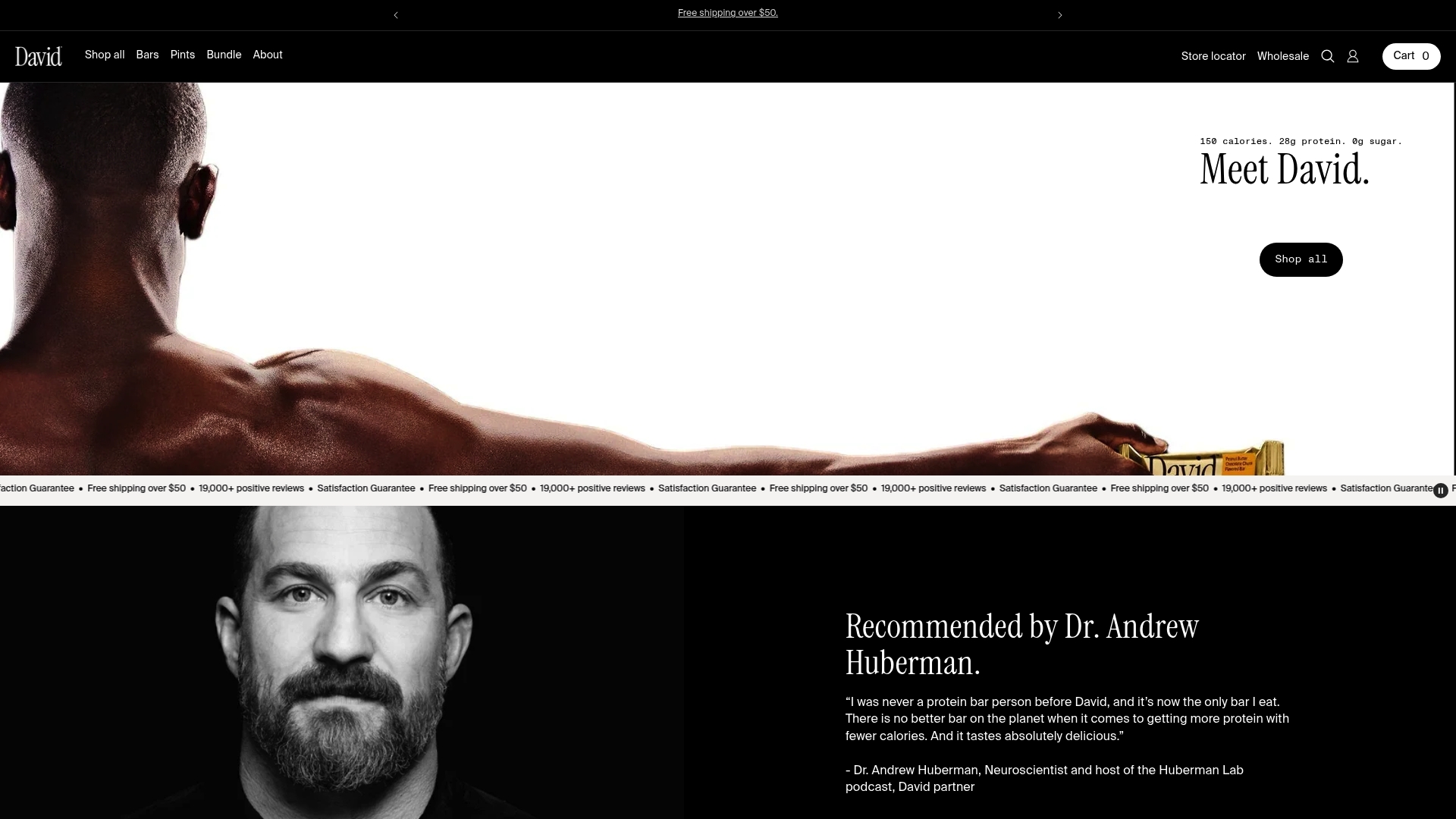 David sponsor landing page advertised on Huberman Lab