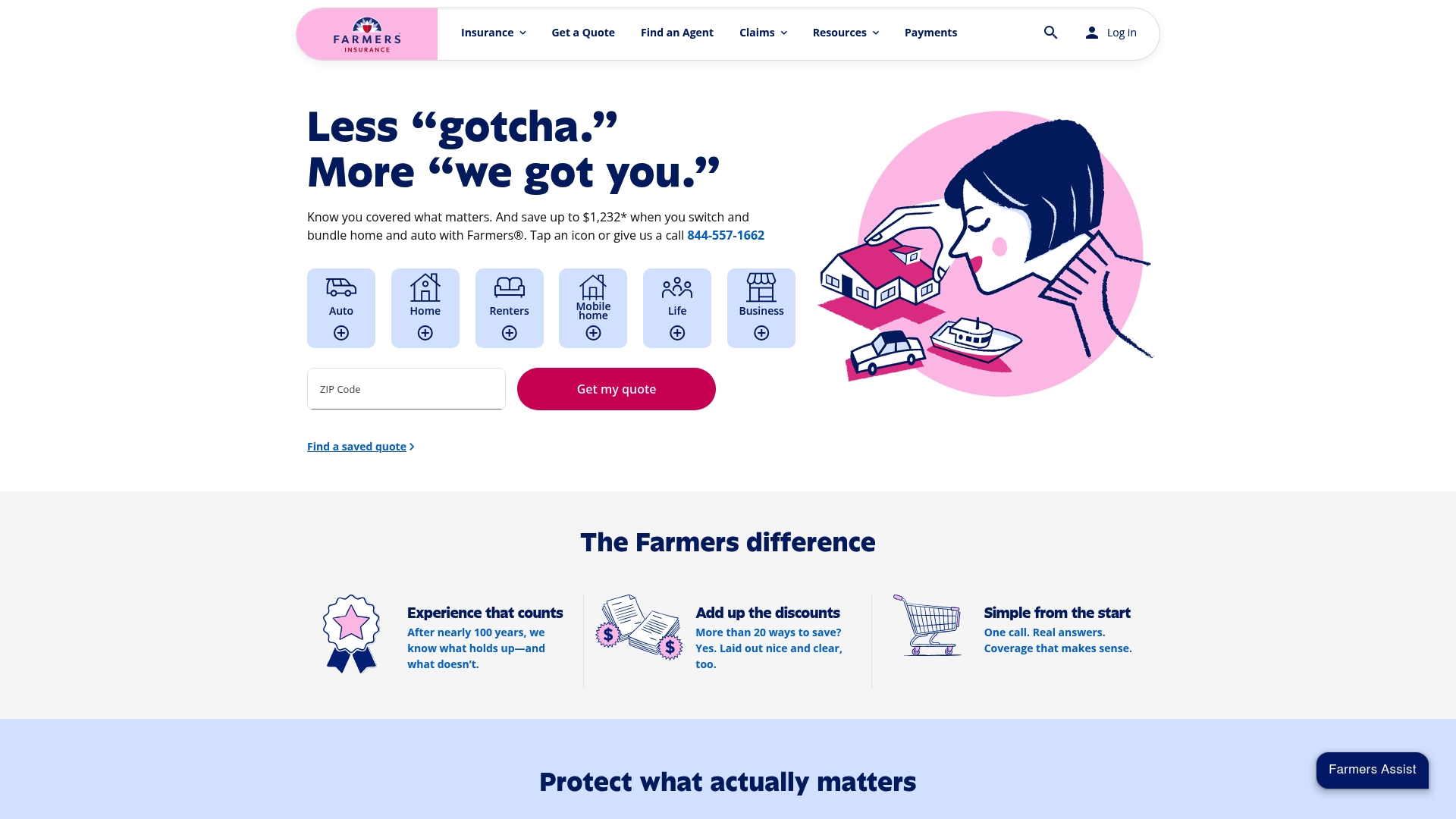Farmers Insurance sponsor landing page advertised on The Breakfast Club