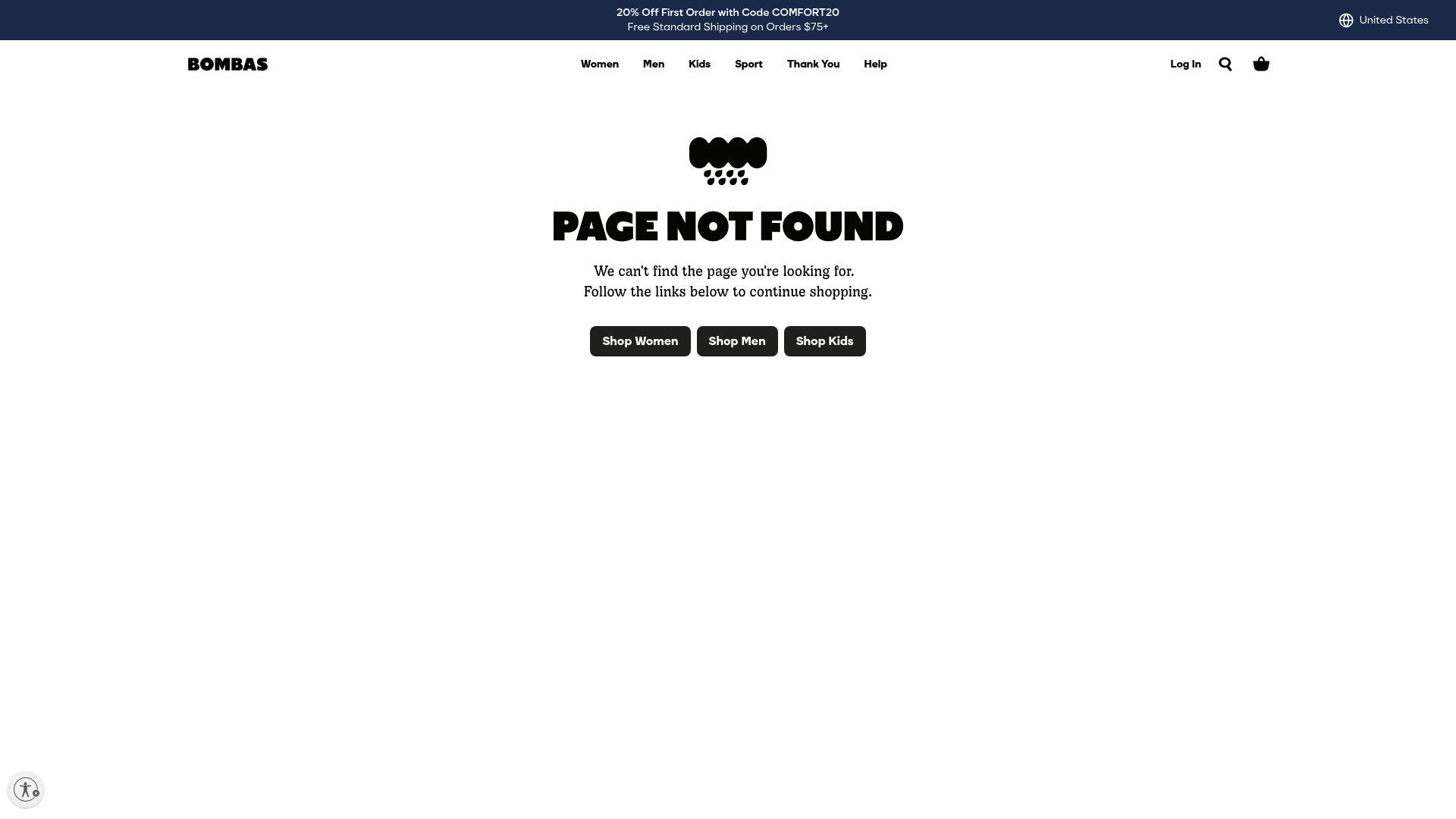 Bombas sponsor landing page advertised on Throughline