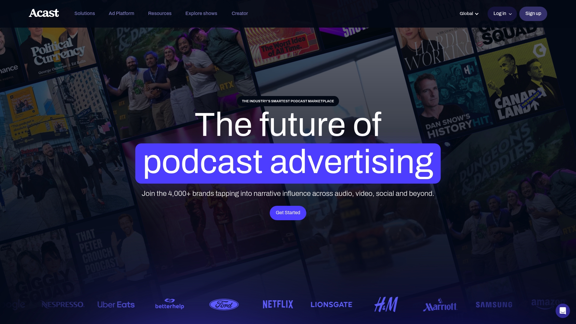 Acast sponsor landing page advertised on Dan Snow's History Hit