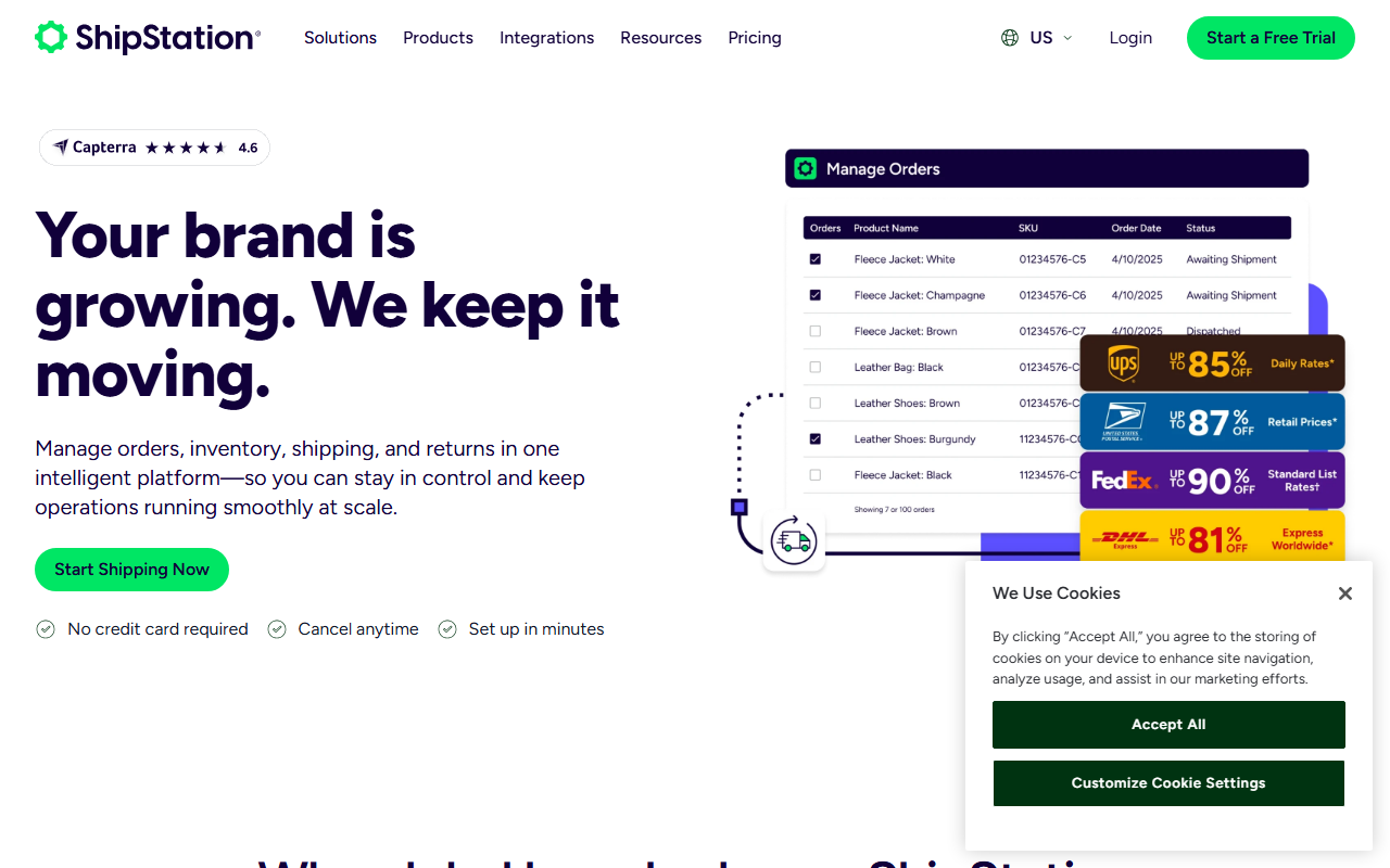 ShipStation sponsor landing page advertised on Marketplace