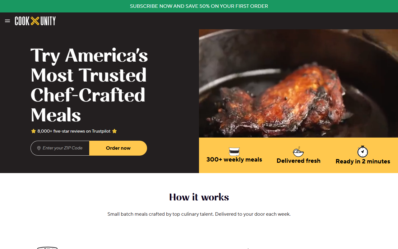 Cook Unity sponsor landing page advertised on Wait Wait... Don't Tell Me!