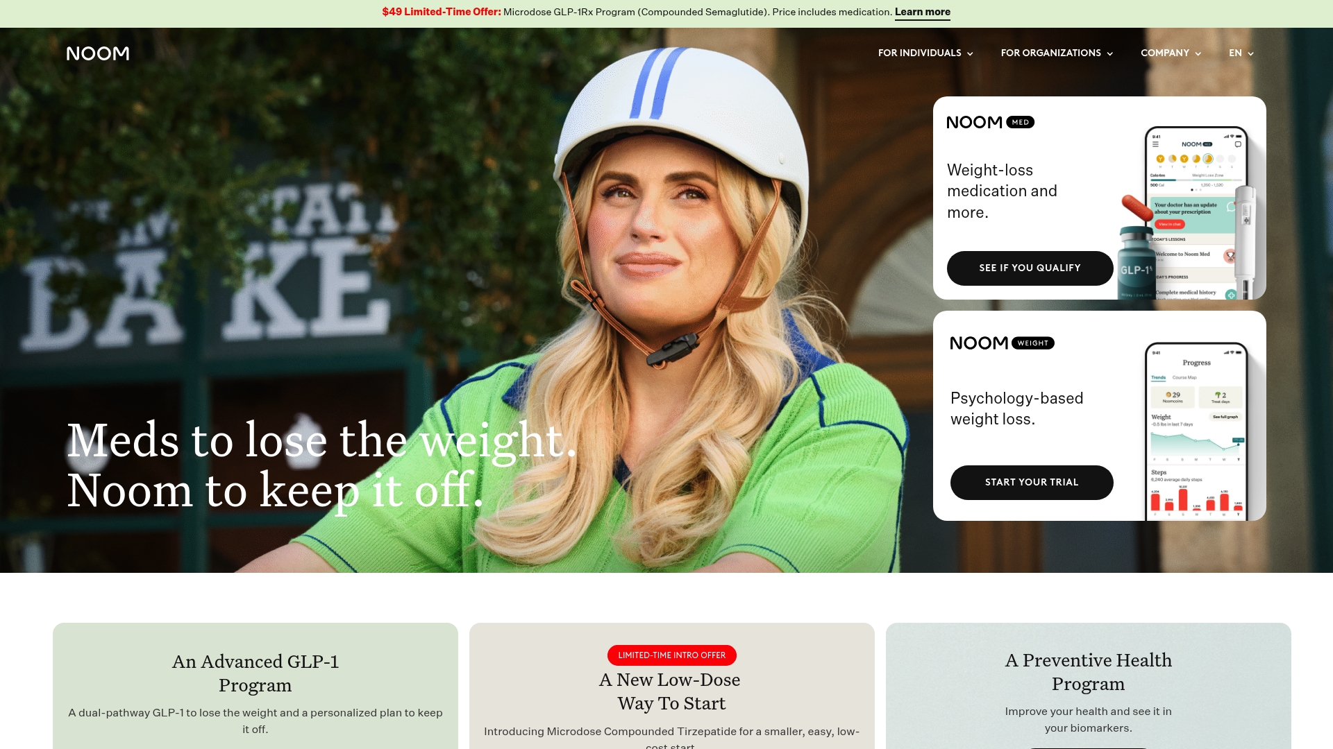 Noom sponsor landing page advertised on Watch What Crappens