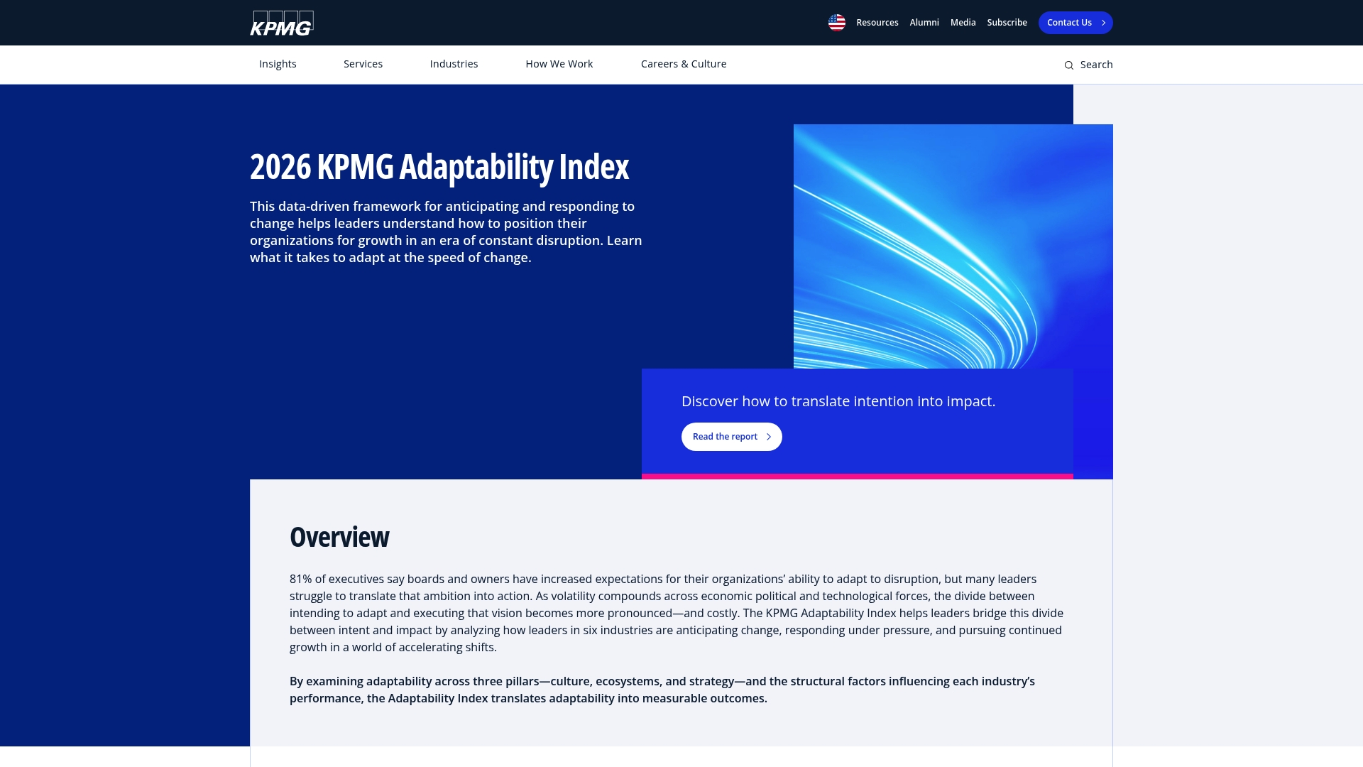 KPMG sponsor landing page advertised on Prof G Markets