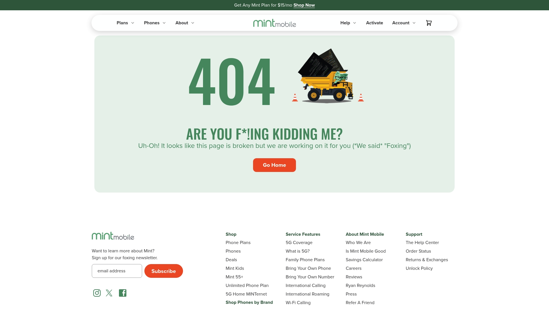 Mint Mobile sponsor landing page advertised on Today, Explained