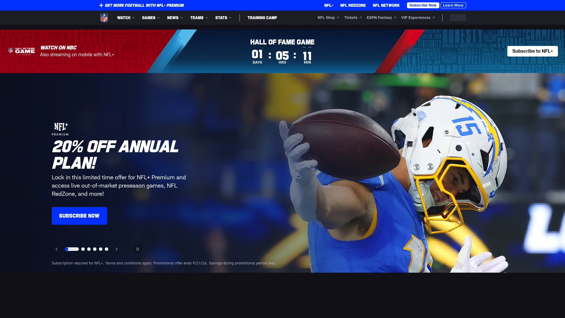 NFL Plus sponsor landing page advertised on It Could Happen Here