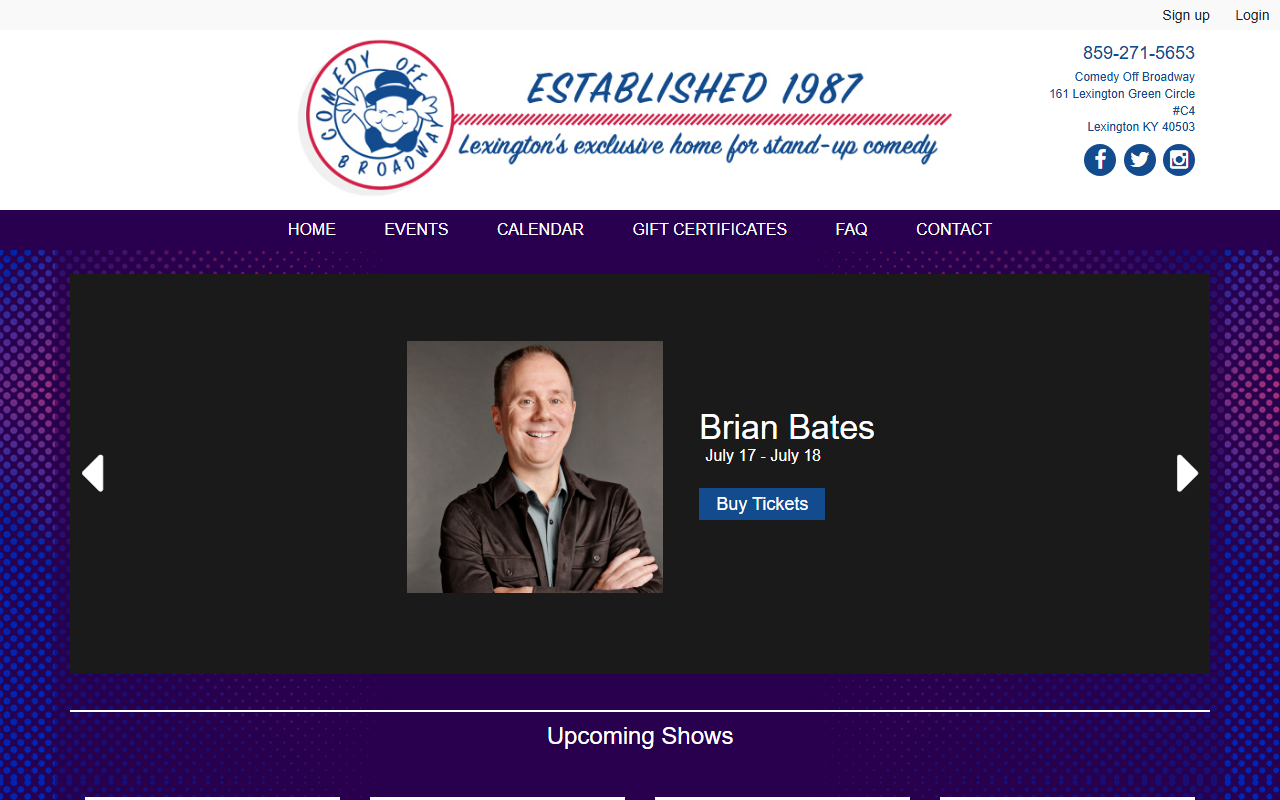 Comedy Off-Broadway sponsor landing page advertised on KSR