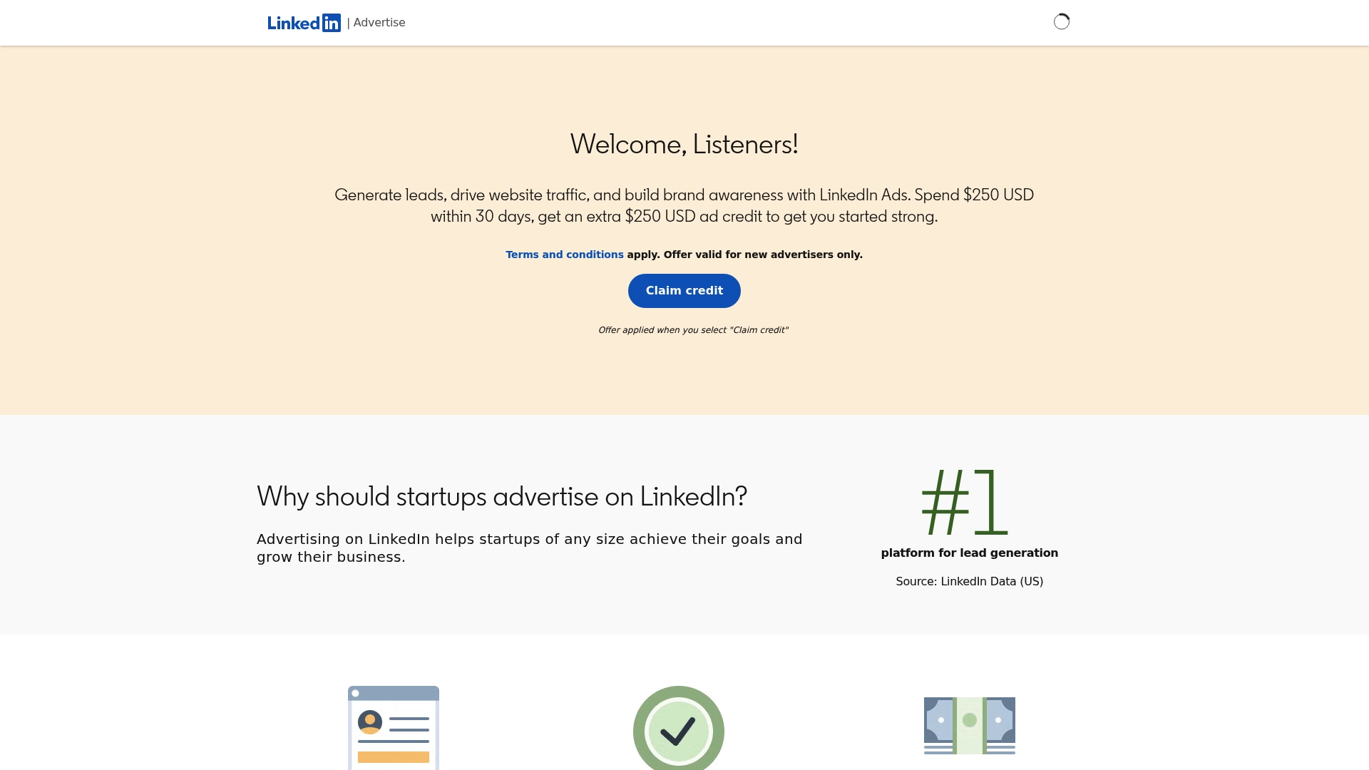 LinkedIn sponsor landing page advertised on EXTRA ANORMAL