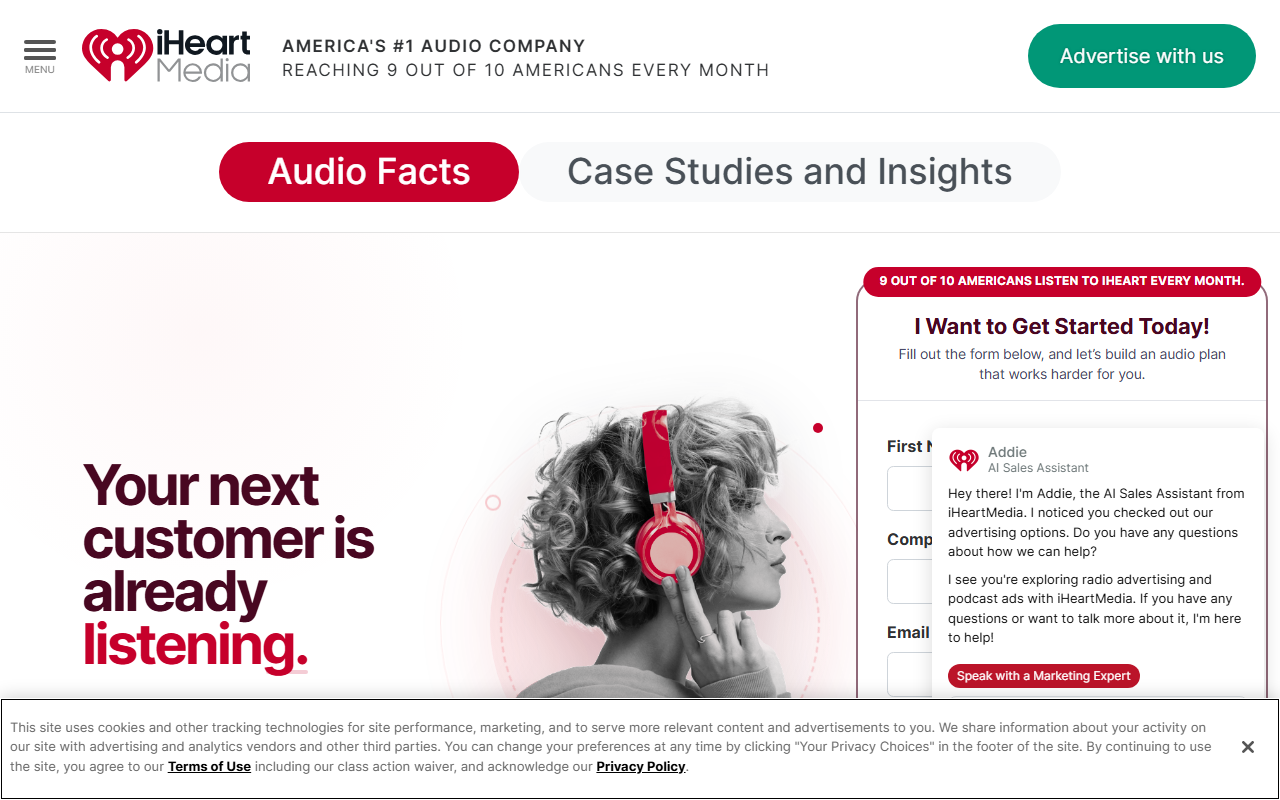 iHeartRadio sponsor landing page advertised on KSR