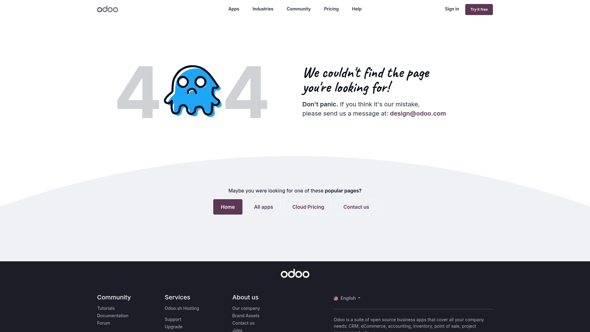 Odoo sponsor landing page advertised on Up First