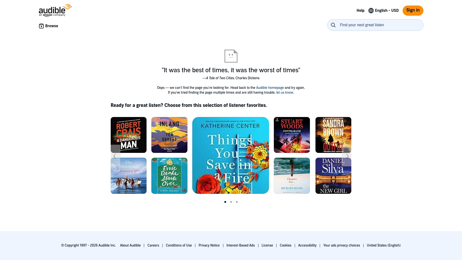 Audible sponsor landing page advertised on So True with Caleb Hearon