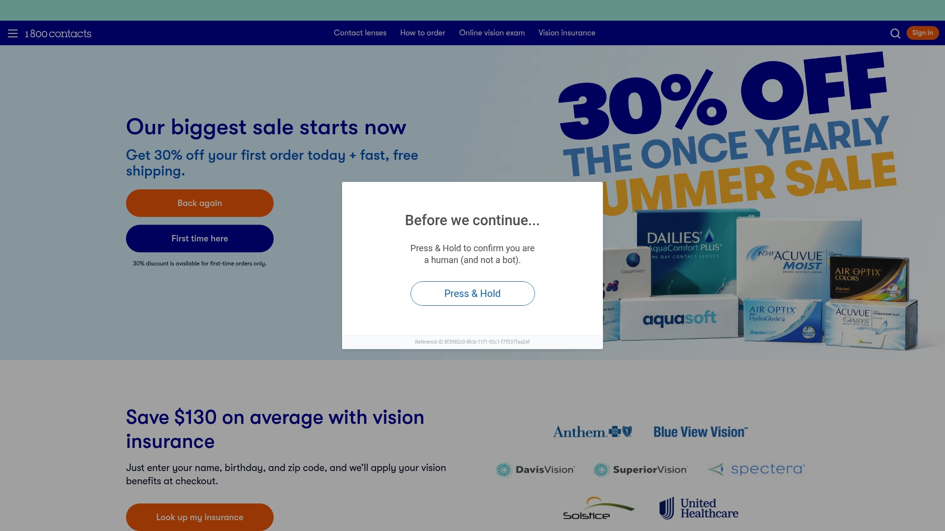 1-800-CONTACTS sponsor landing page advertised on Funny You Ask with Ike Barinholtz