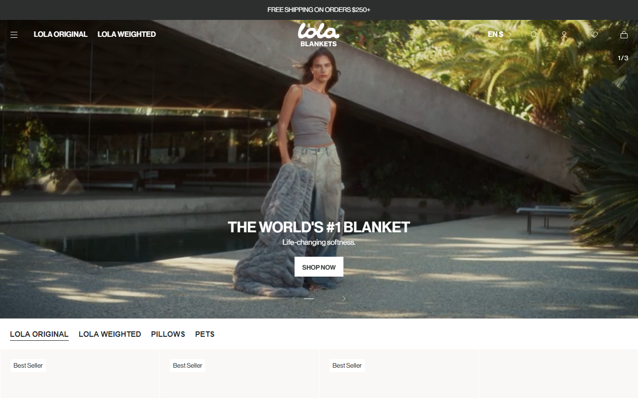 Lola Blankets sponsor landing page advertised on CreepCast