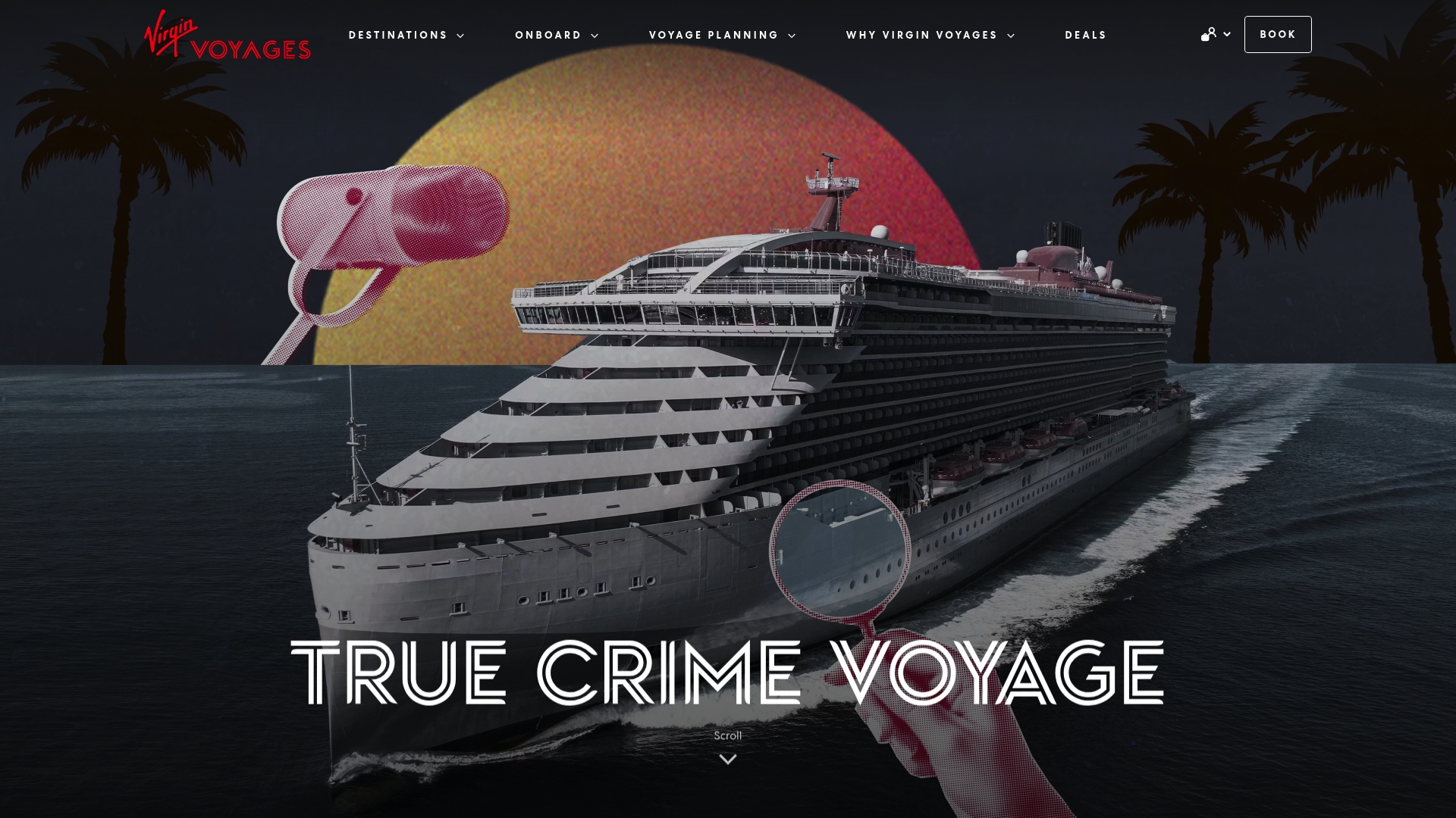 Virgin Voyages sponsor landing page advertised on DISGRACELAND