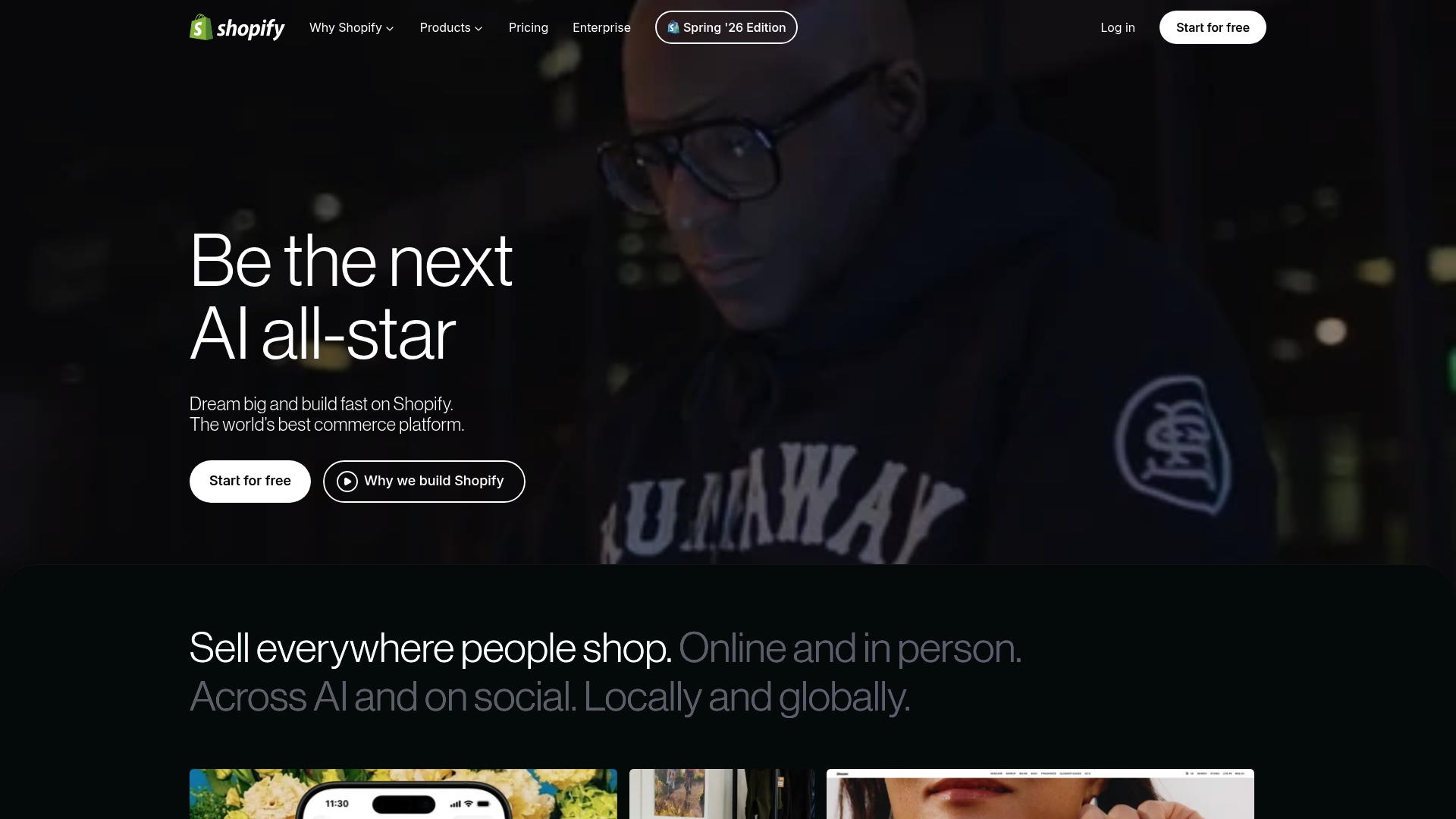 Shopify sponsor landing page advertised on AXE TO GRIND PODCAST